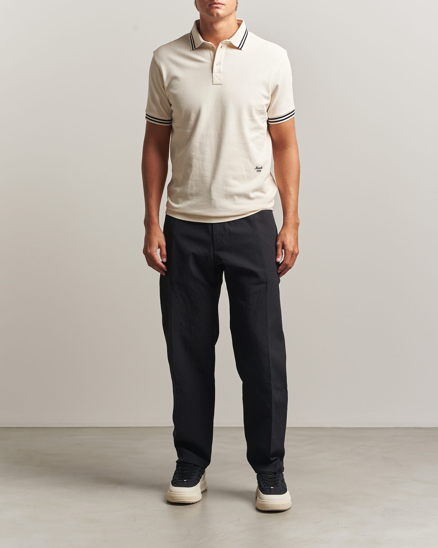 Homme | Polos | Moncler | Contrast Collar Polo Off White