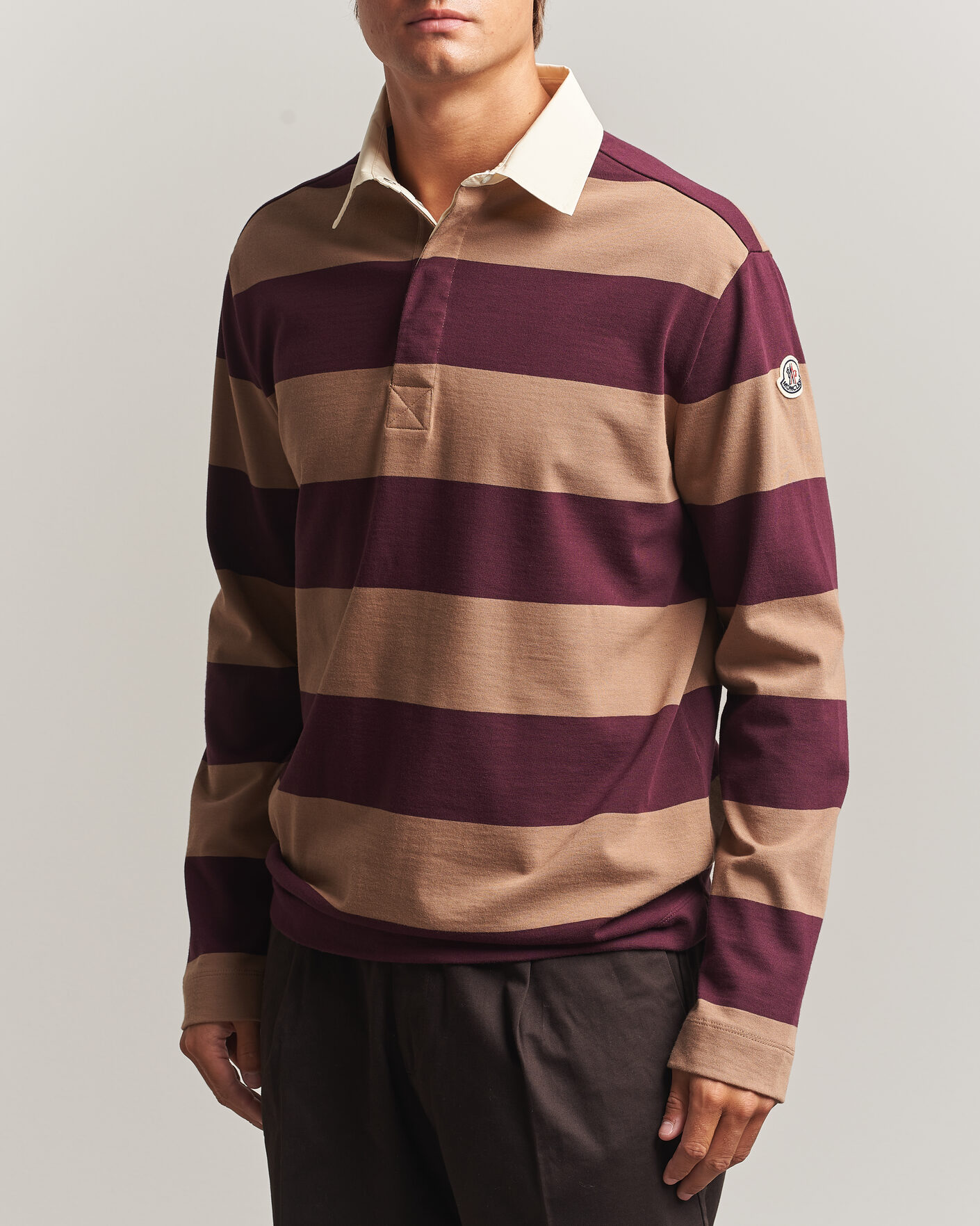 Homme | Pulls Et Tricots | Moncler | Striped Rugby Sweater Brown/Burgundy