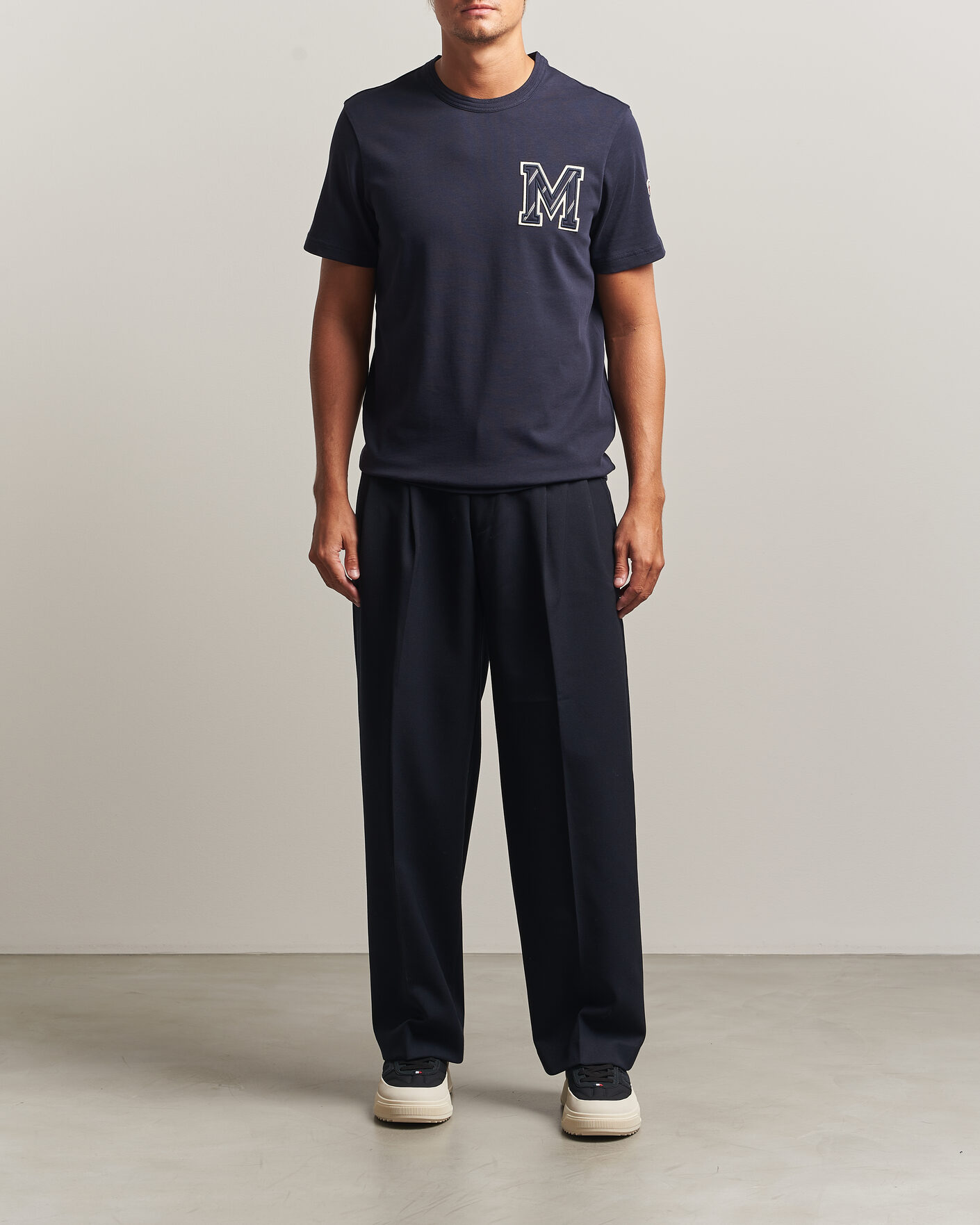 Heren | T-shirts | Moncler | Varsity Logo T-Shirt Navy