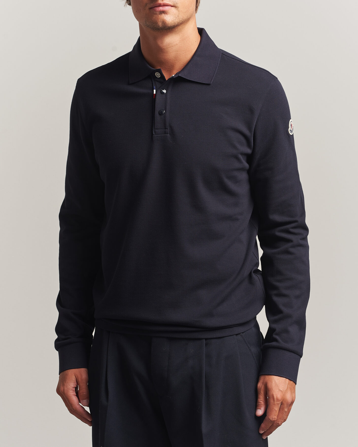 Homme | Polos | Moncler | Long Sleeve Polo Navy