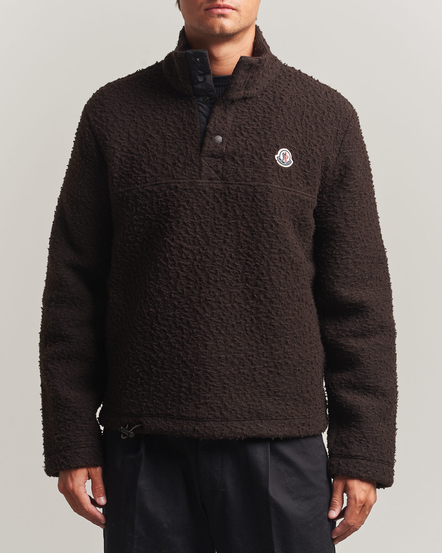 Homme | Pulls Et Tricots | Moncler | Half Zip Fleece Sweater Dark Brown