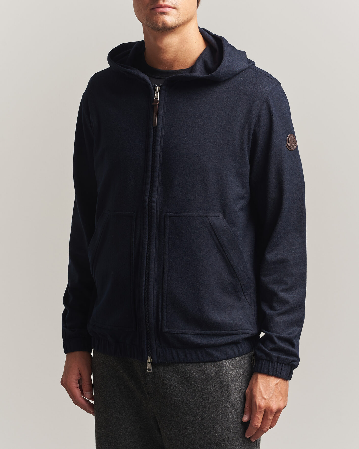 Heren | Truien | Moncler | Full Zip Flannel Hoodie Navy