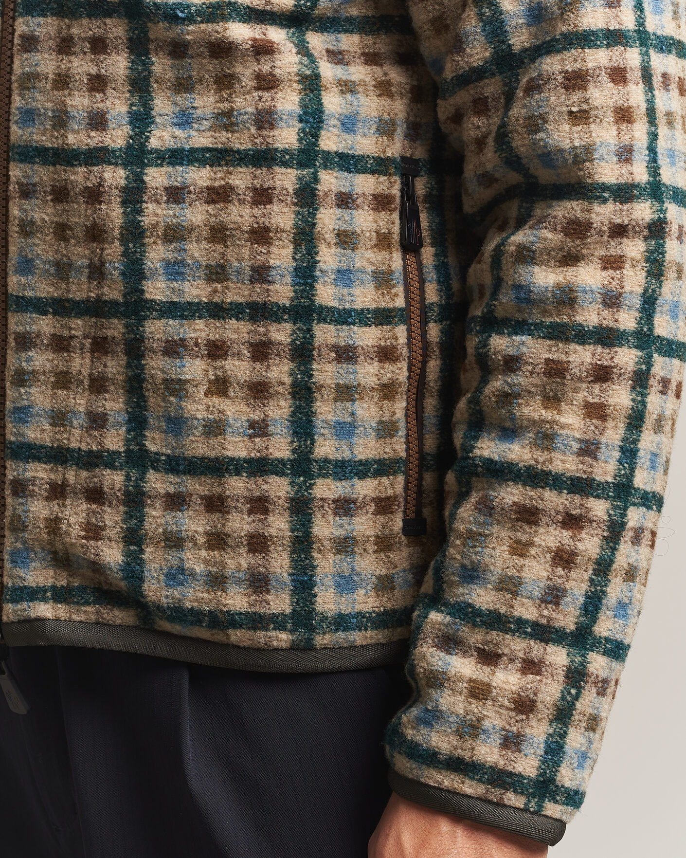 Homme | Pulls Et Tricots | Moncler Grenoble | Sherpa Zip Cardigan Beige/Green