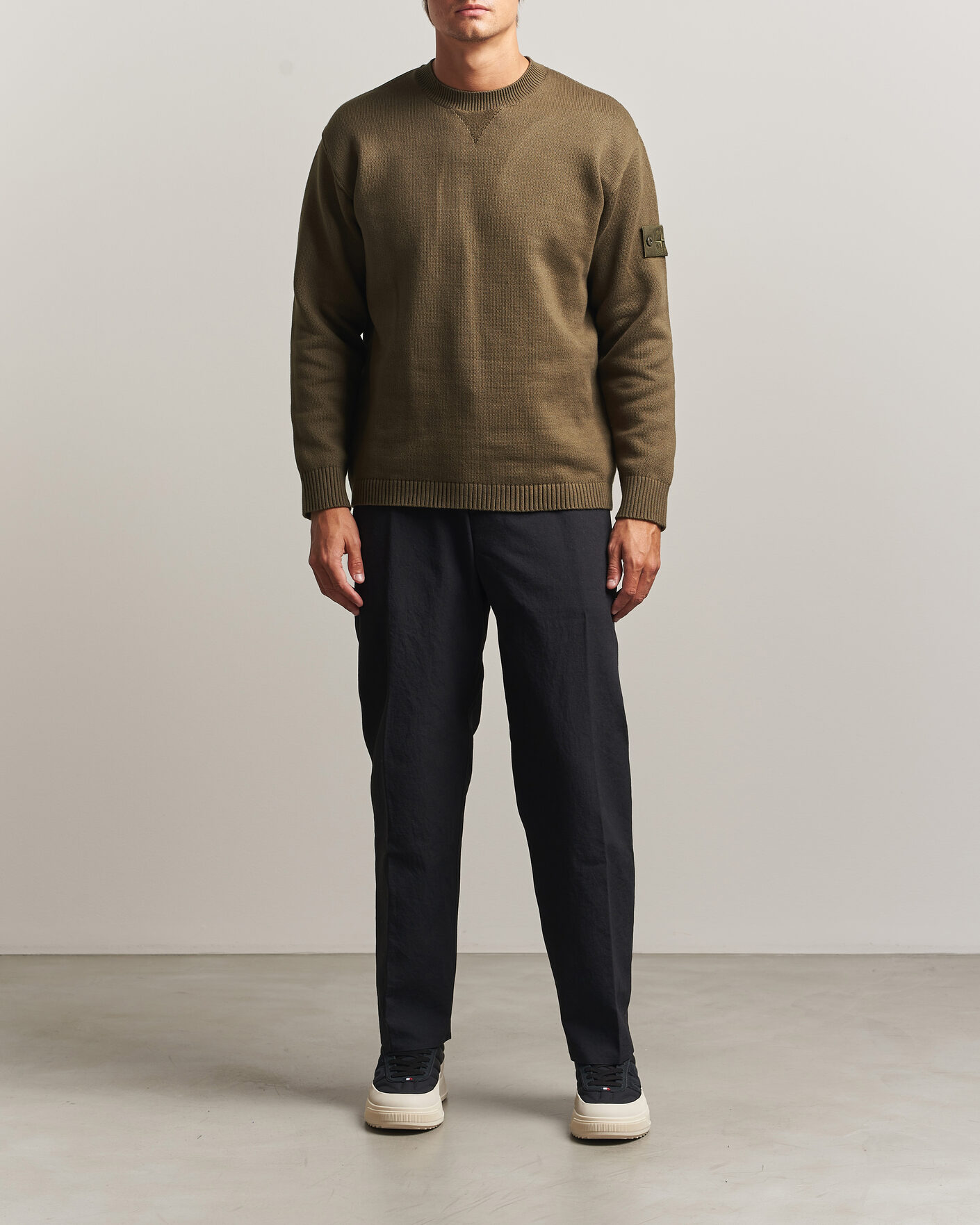 Homme | Pulls Et Tricots | Stone Island | Ghost Plush Stitch Winter Cotton Sweat Miltary Green