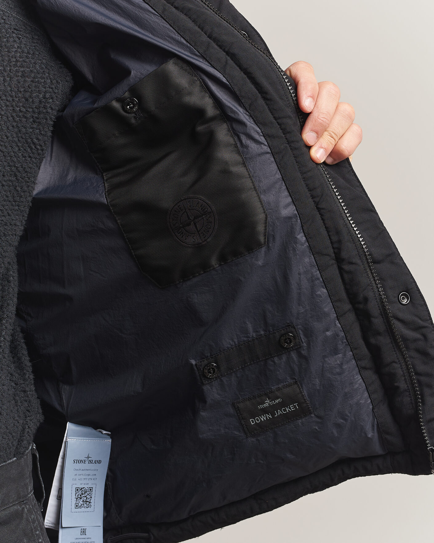 Homme | Manteaux Et Vestes | Stone Island | Ghost Wool Ripstop Down Jacket Black