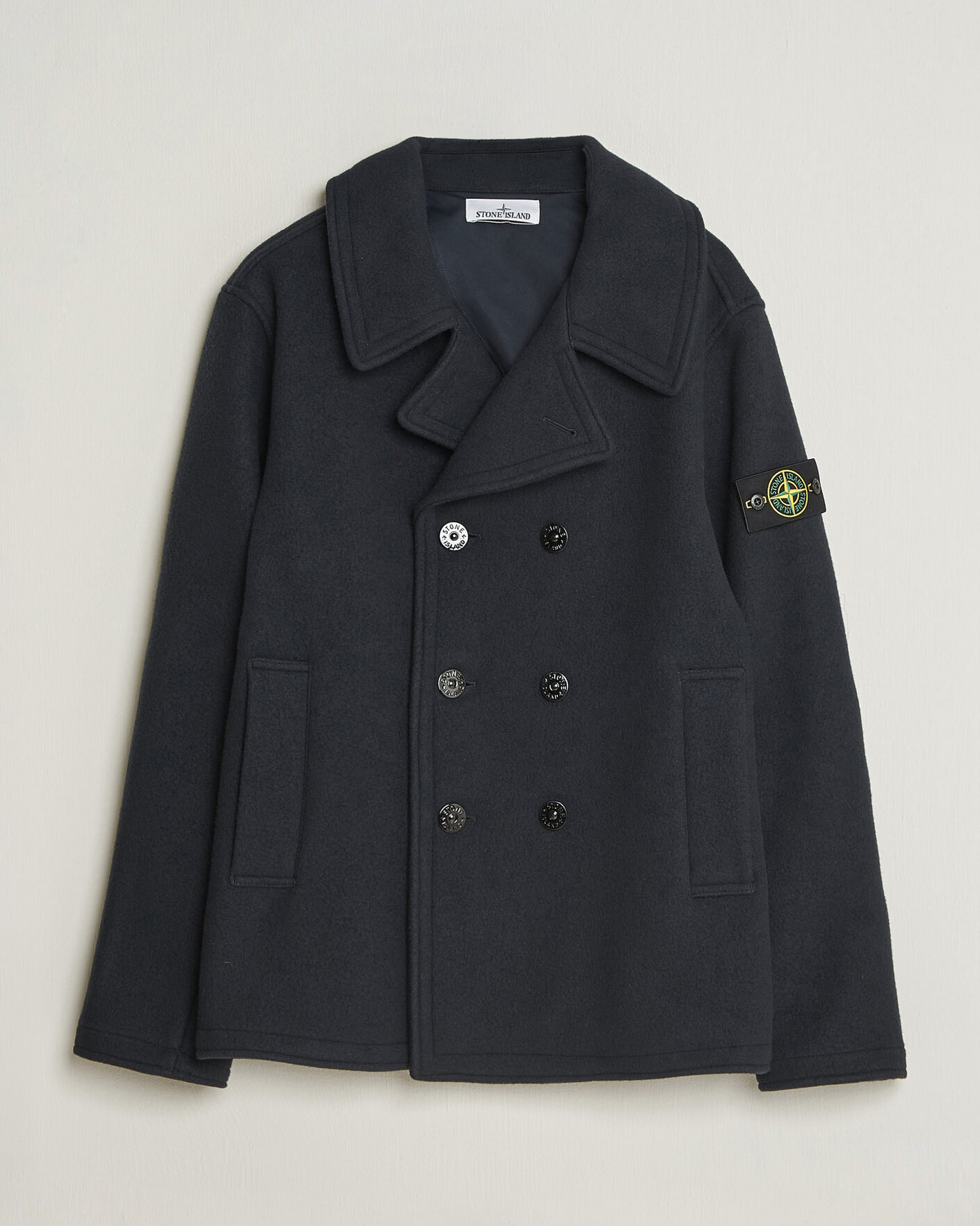 Homme | Manteaux Et Vestes | Stone Island | Heavy Melton Wool Peacoat Navy Blue