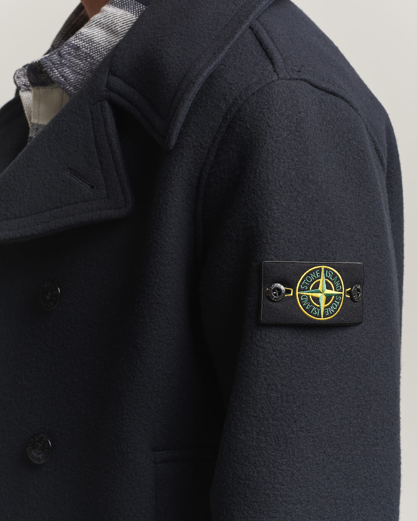 Homme | Manteaux Et Vestes | Stone Island | Heavy Melton Wool Peacoat Navy Blue