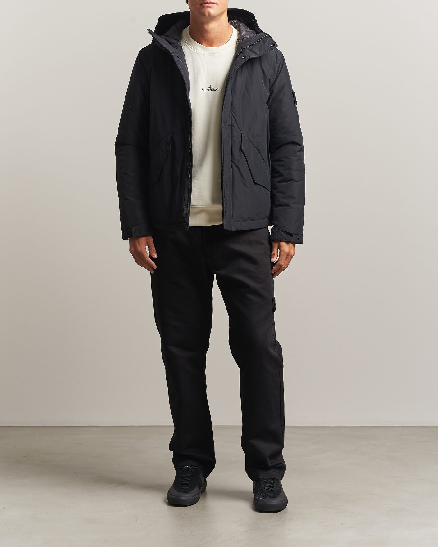 Homme | Manteaux Et Vestes | Stone Island | Micro Twill Hood Jacket Black