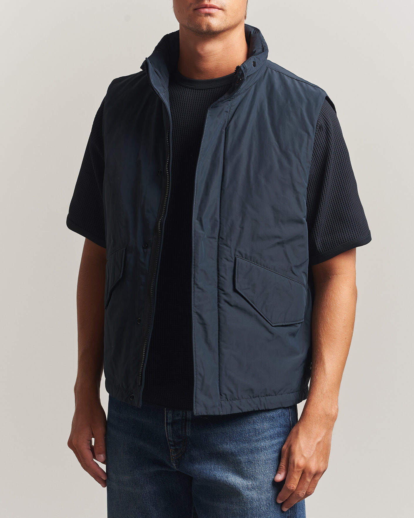Heren | Gilets | Stone Island | Micro Twill Padded Vest Navy Blue