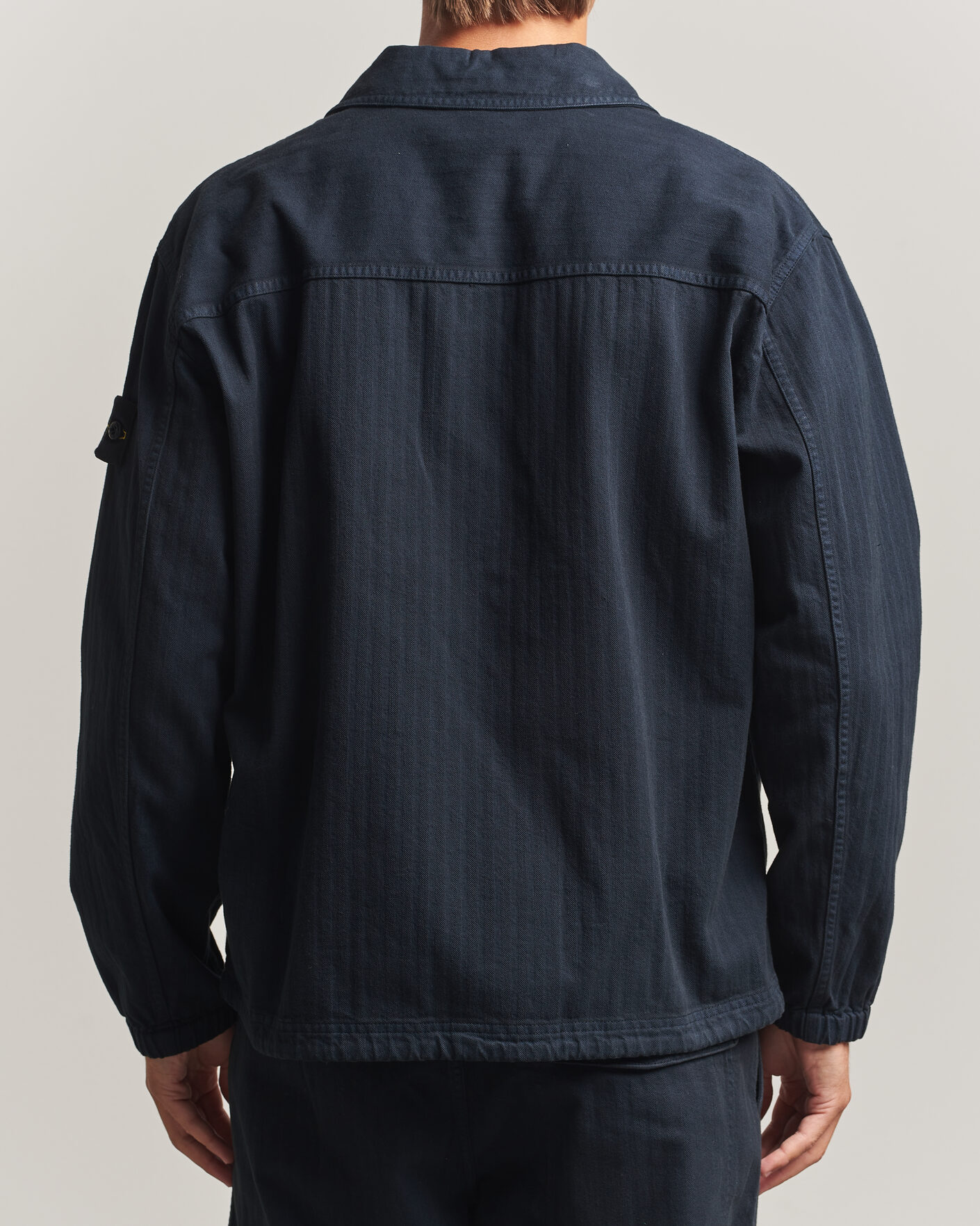 Homme | Chemises | Stone Island | Garment Dyed Cotton Herringbone Overshirt Navy Blue