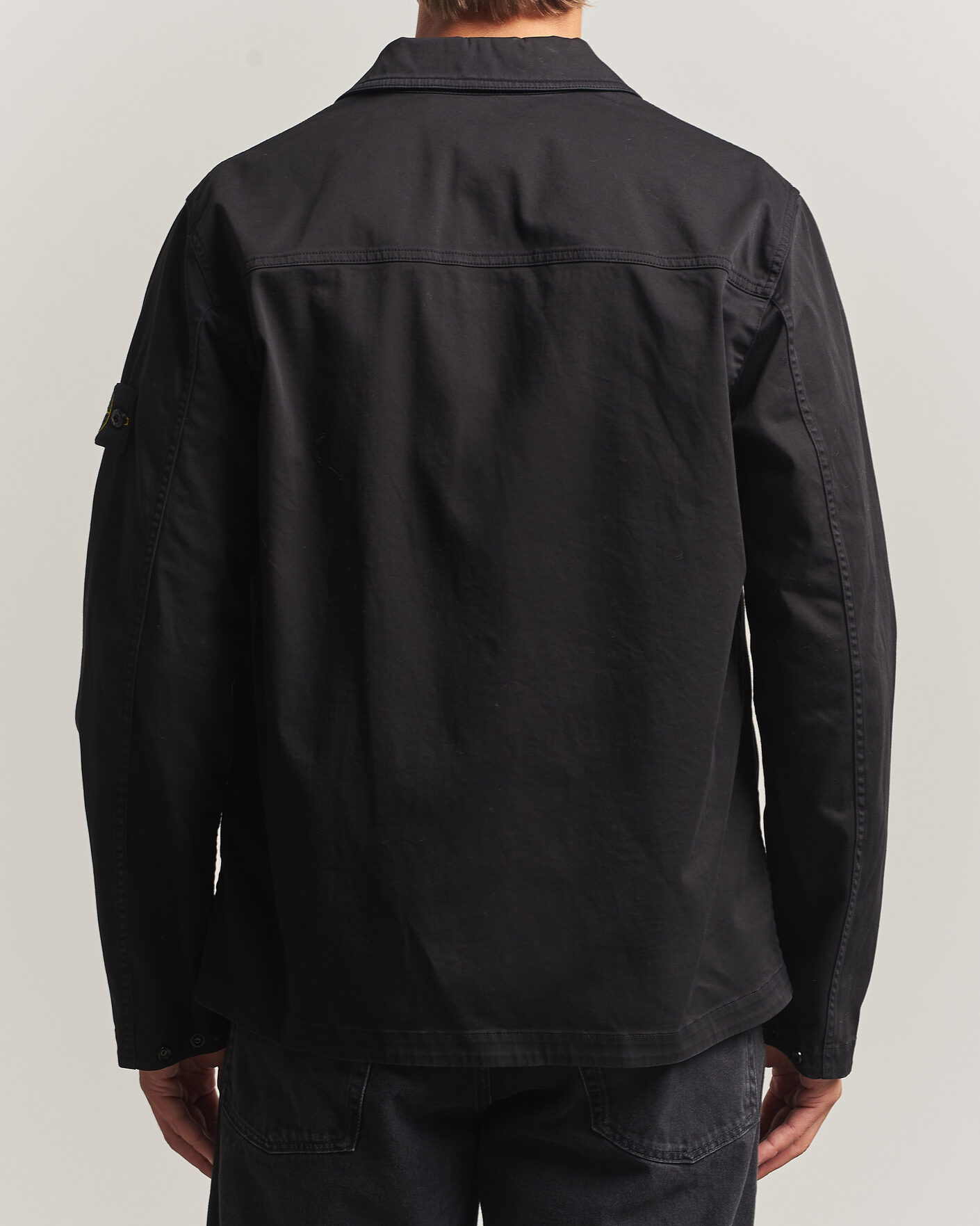 Homme | Chemises | Stone Island | Organic Cotton Satin Stretch Zip Overshirt Black