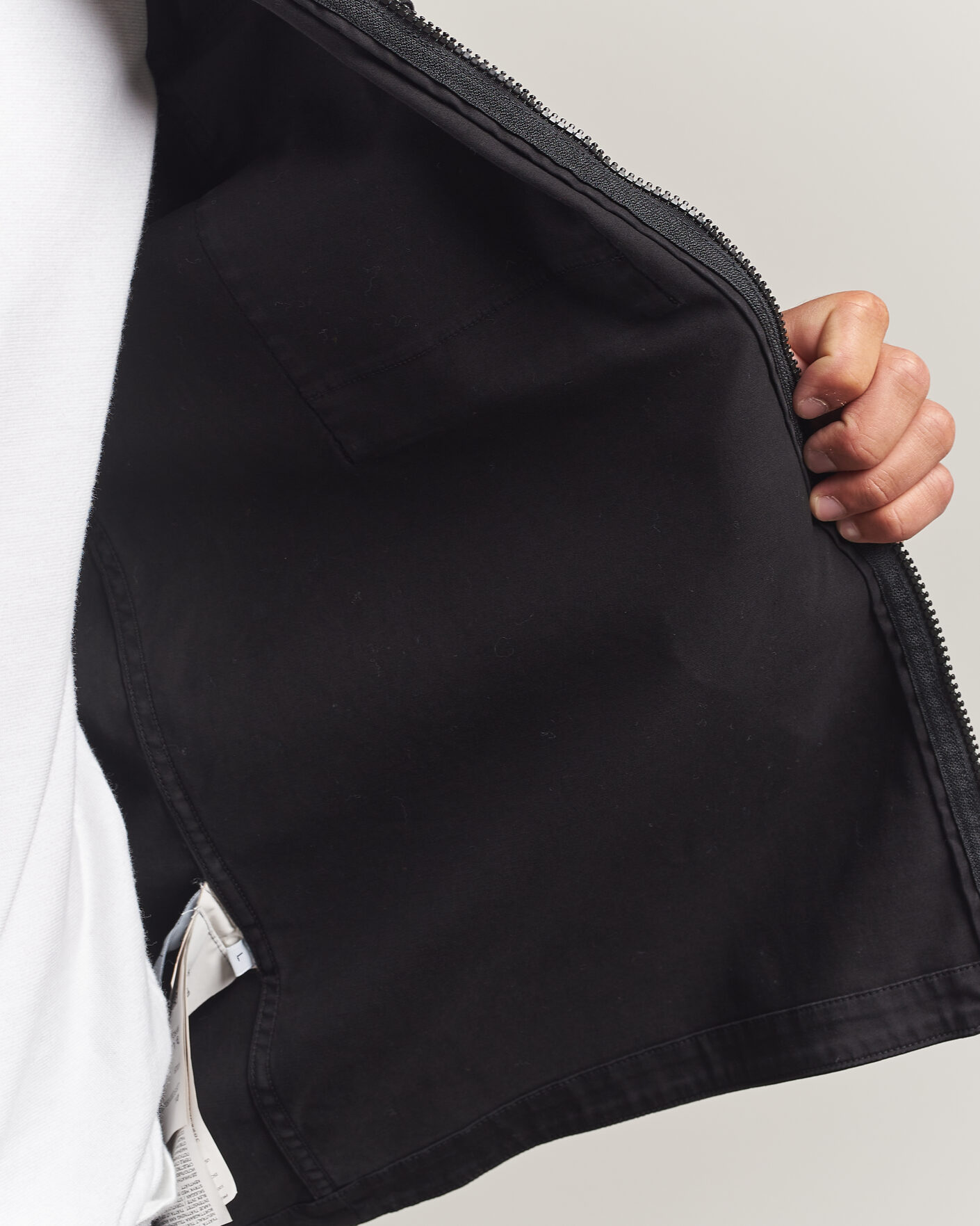 Homme | Chemises | Stone Island | Organic Cotton Satin Stretch Zip Overshirt Black