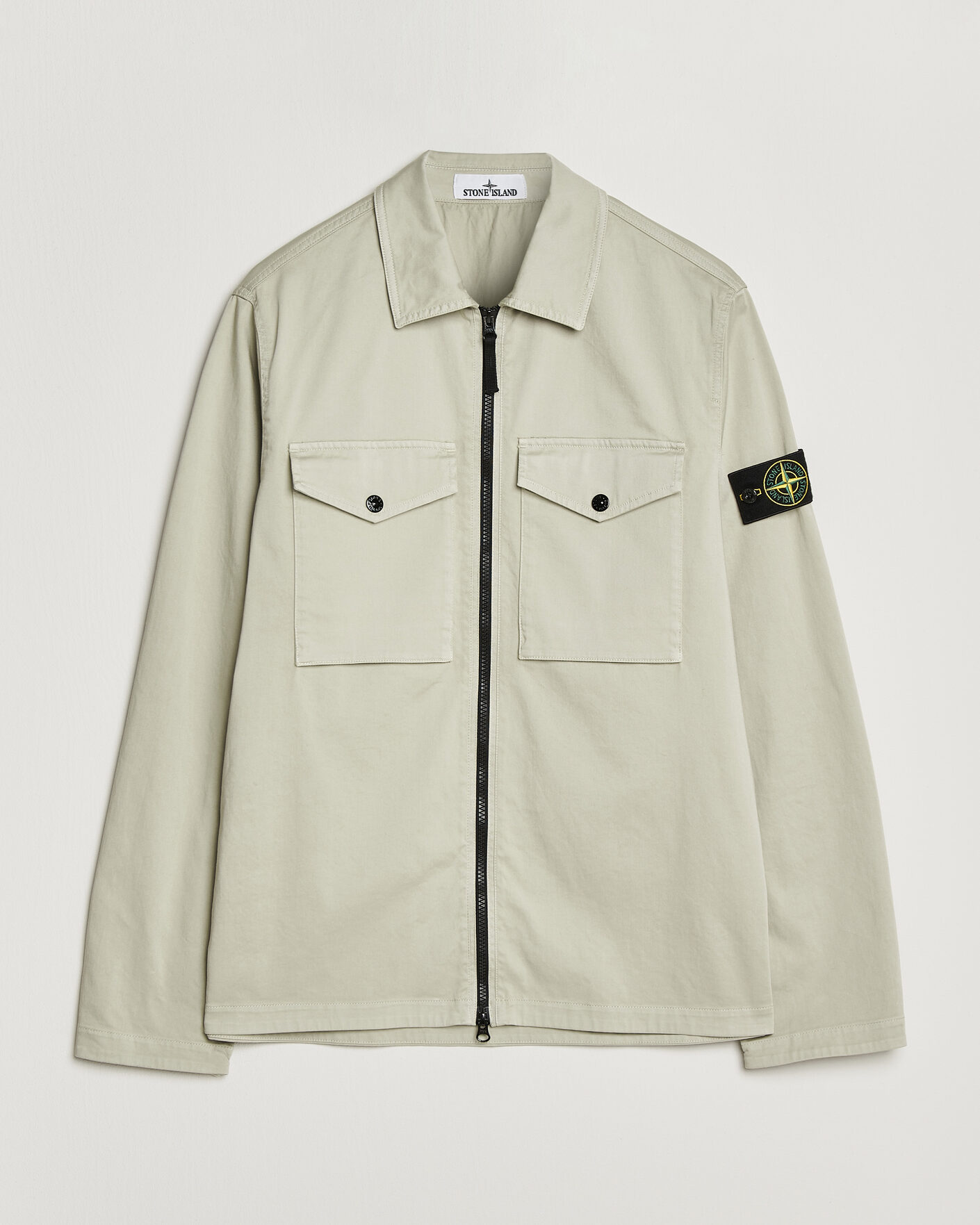 Homme | Chemises | Stone Island | Organic Cotton Satin Stretch Zip Overshirt Sand