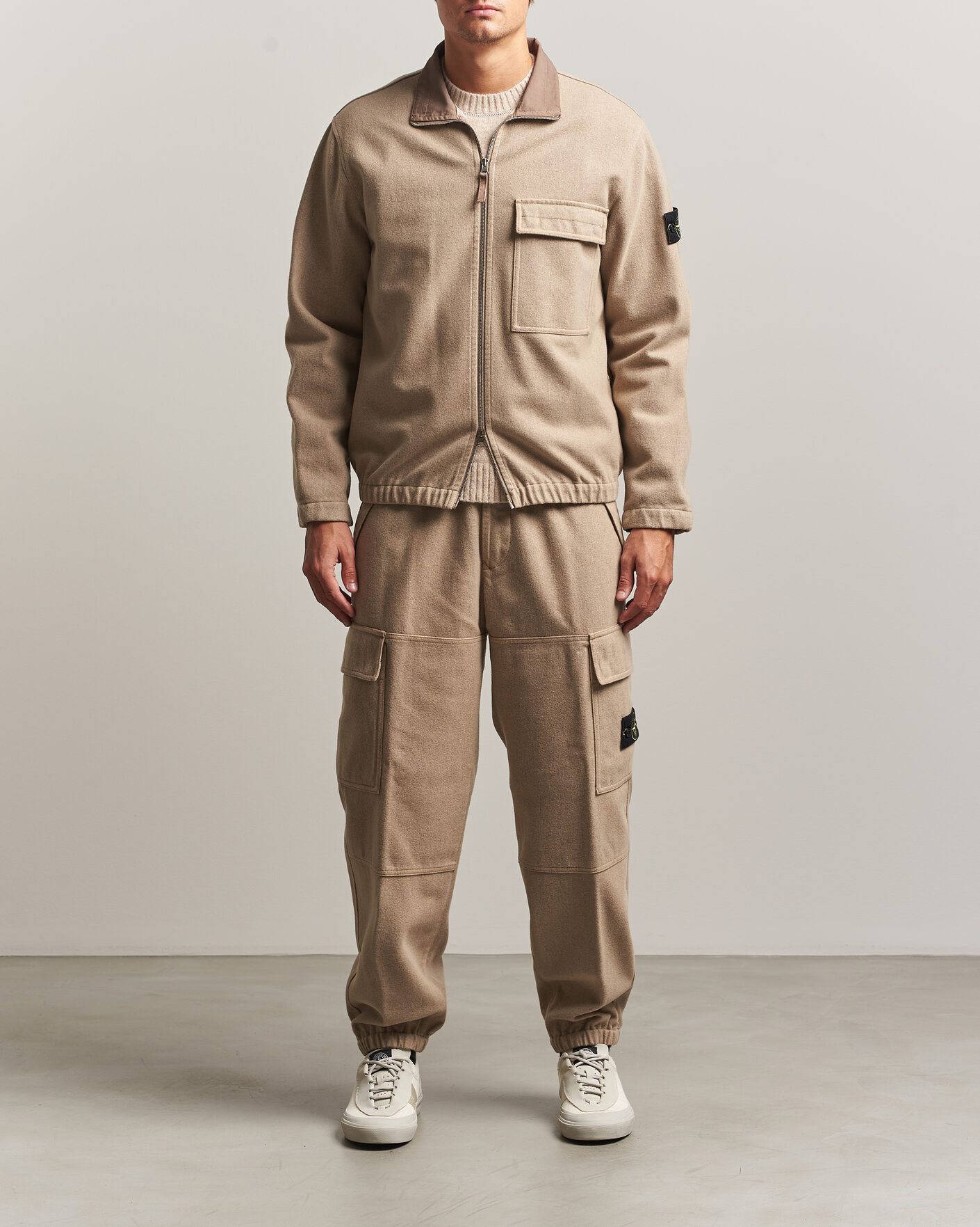 Heren | Jassen | Stone Island | Wool/Nylon Flannel Jacket Biscuit
