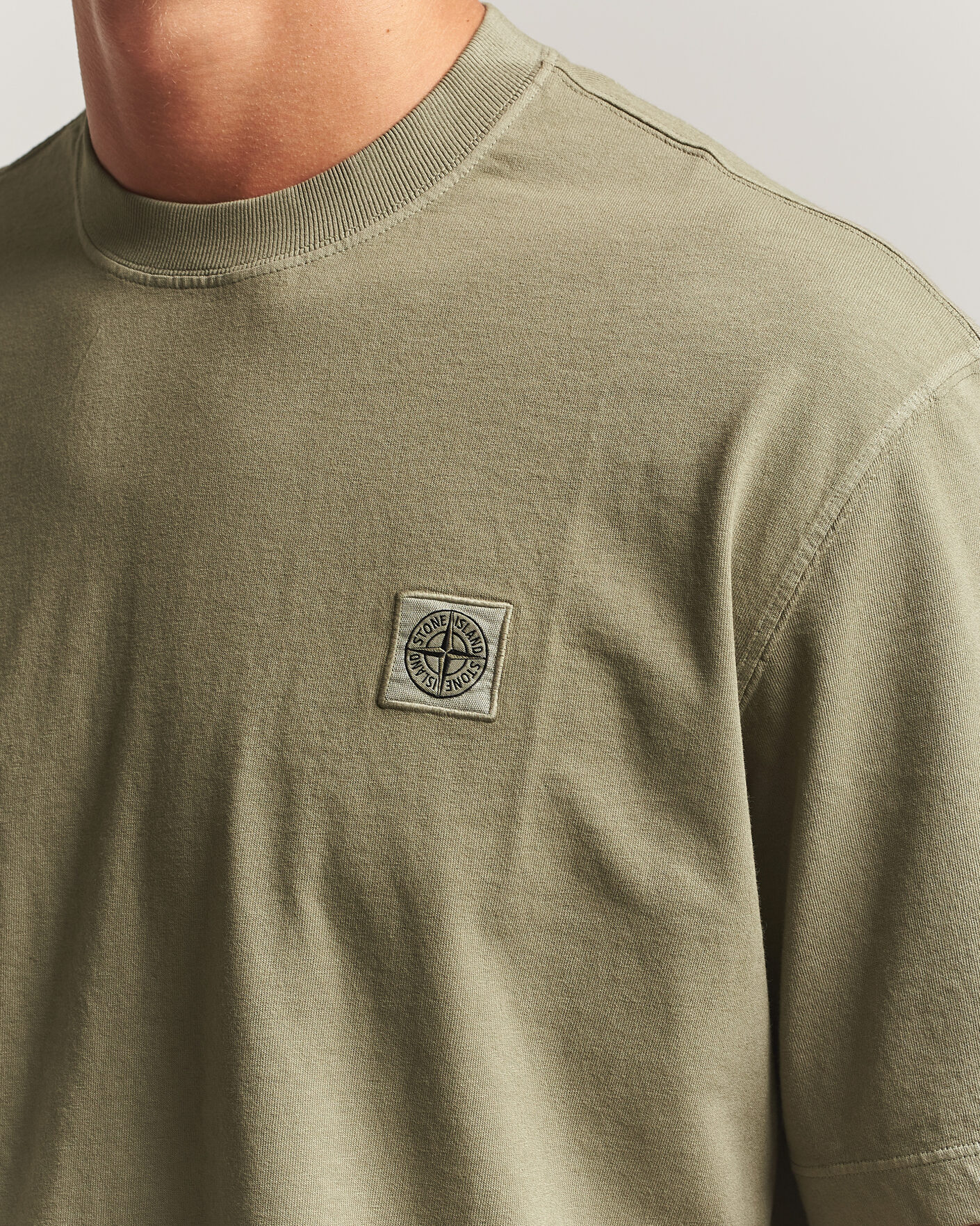 Homme | T-shirts | Stone Island | Combed Organic Cotton T-Shirt Miltary Green