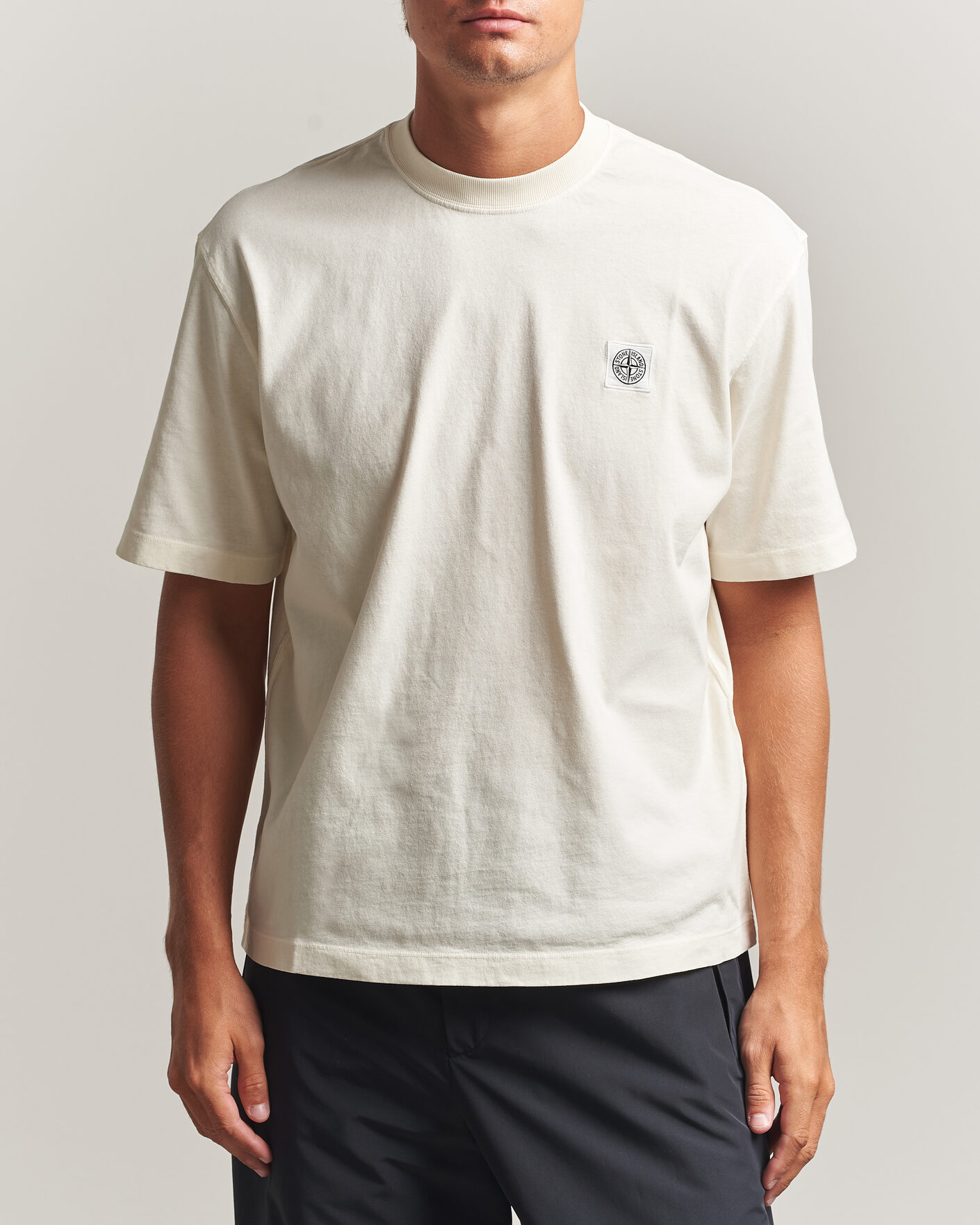 Homme | T-shirts | Stone Island | Combed Organic Cotton T-Shirt Ivory