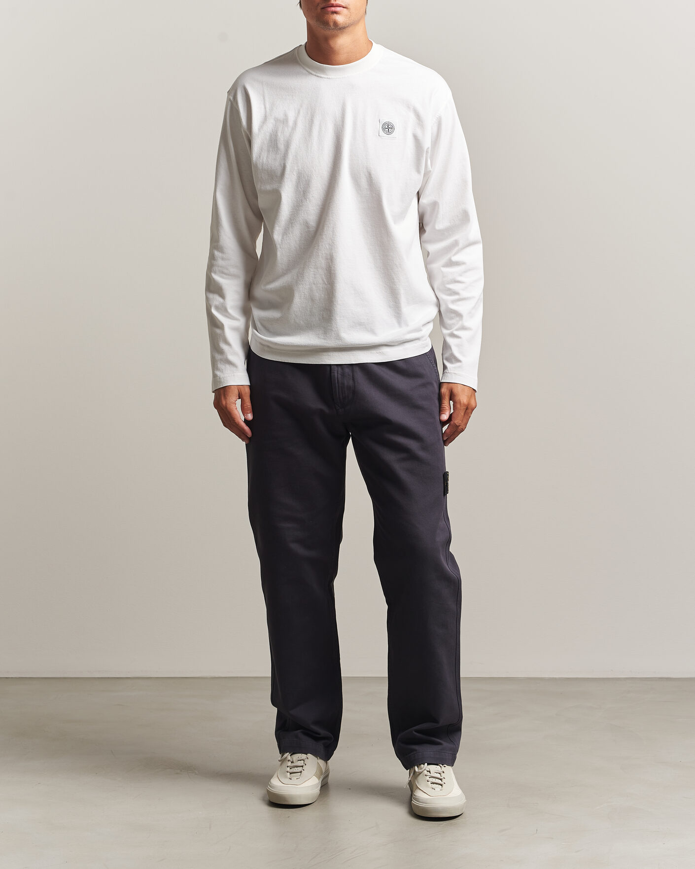Homme | T-shirts | Stone Island | Organic Cotton Jersey Long Sleeve T-Shirt White