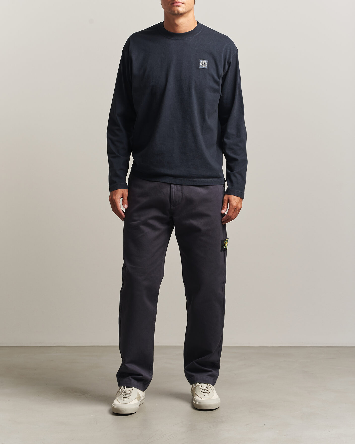 Homme | T-shirts | Stone Island | Organic Cotton Jersey Long Sleeve T-Shirt Navy Blue