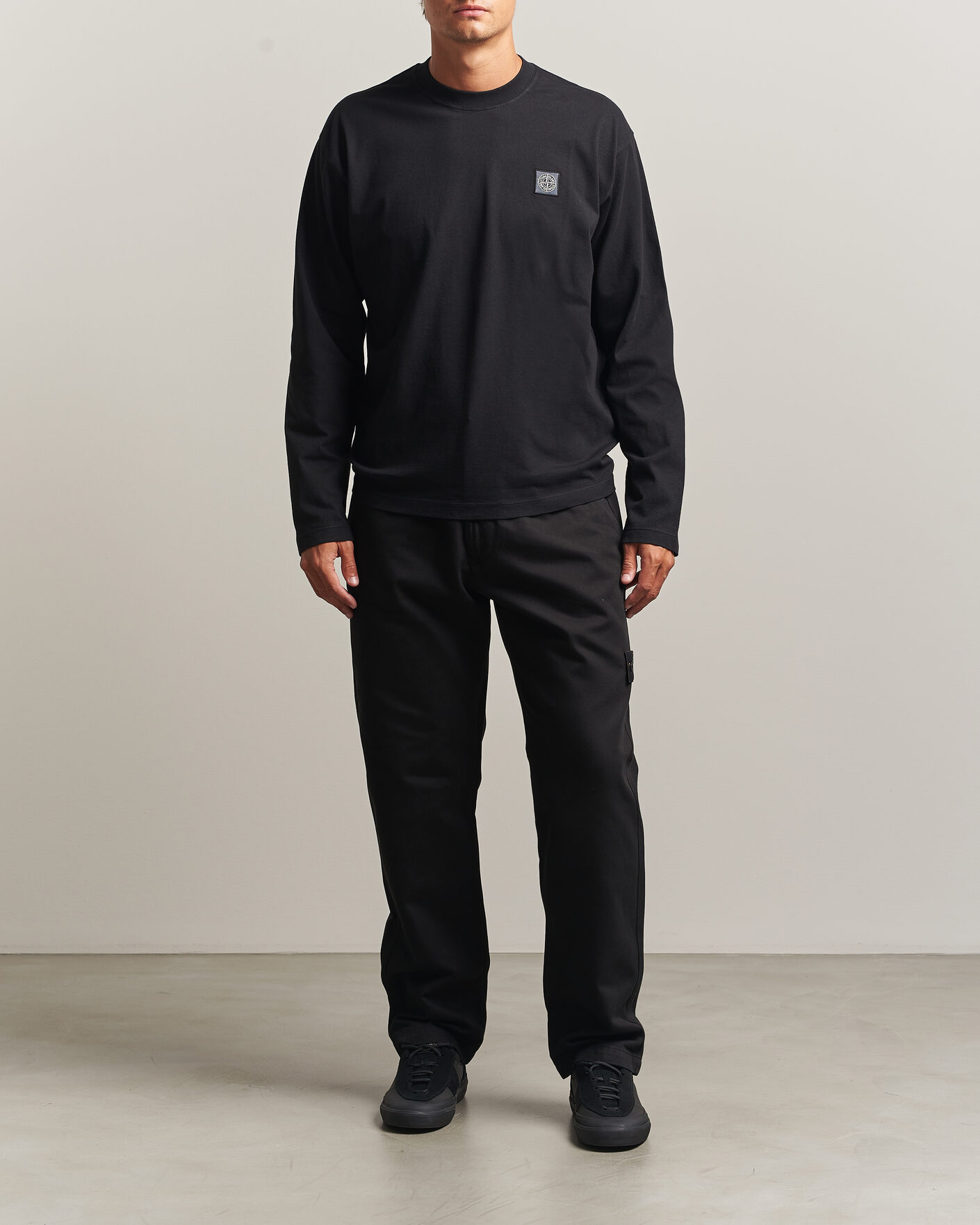 Homme | T-shirts | Stone Island | Organic Cotton Jersey Long Sleeve T-Shirt Black