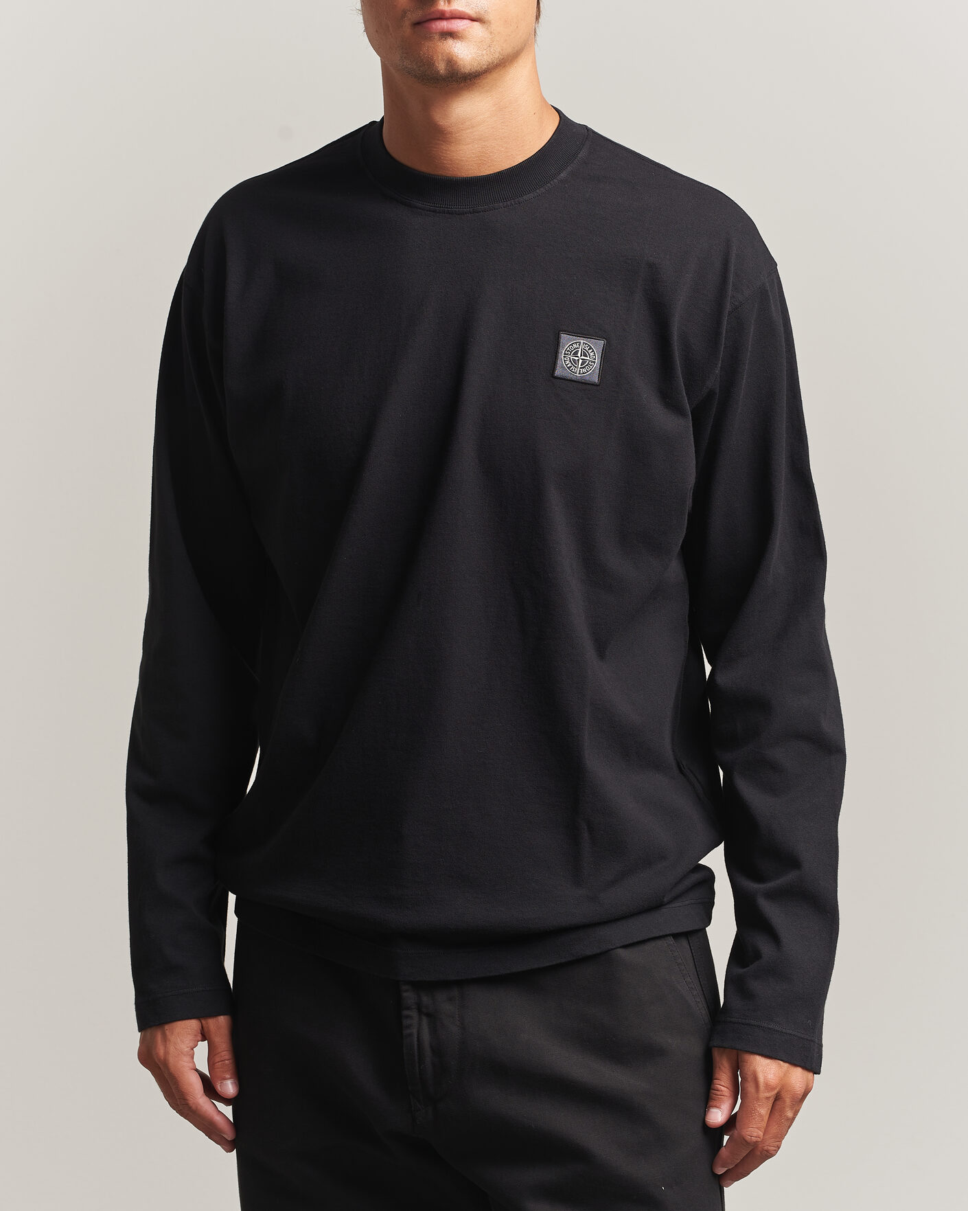 Homme | T-shirts | Stone Island | Organic Cotton Jersey Long Sleeve T-Shirt Black