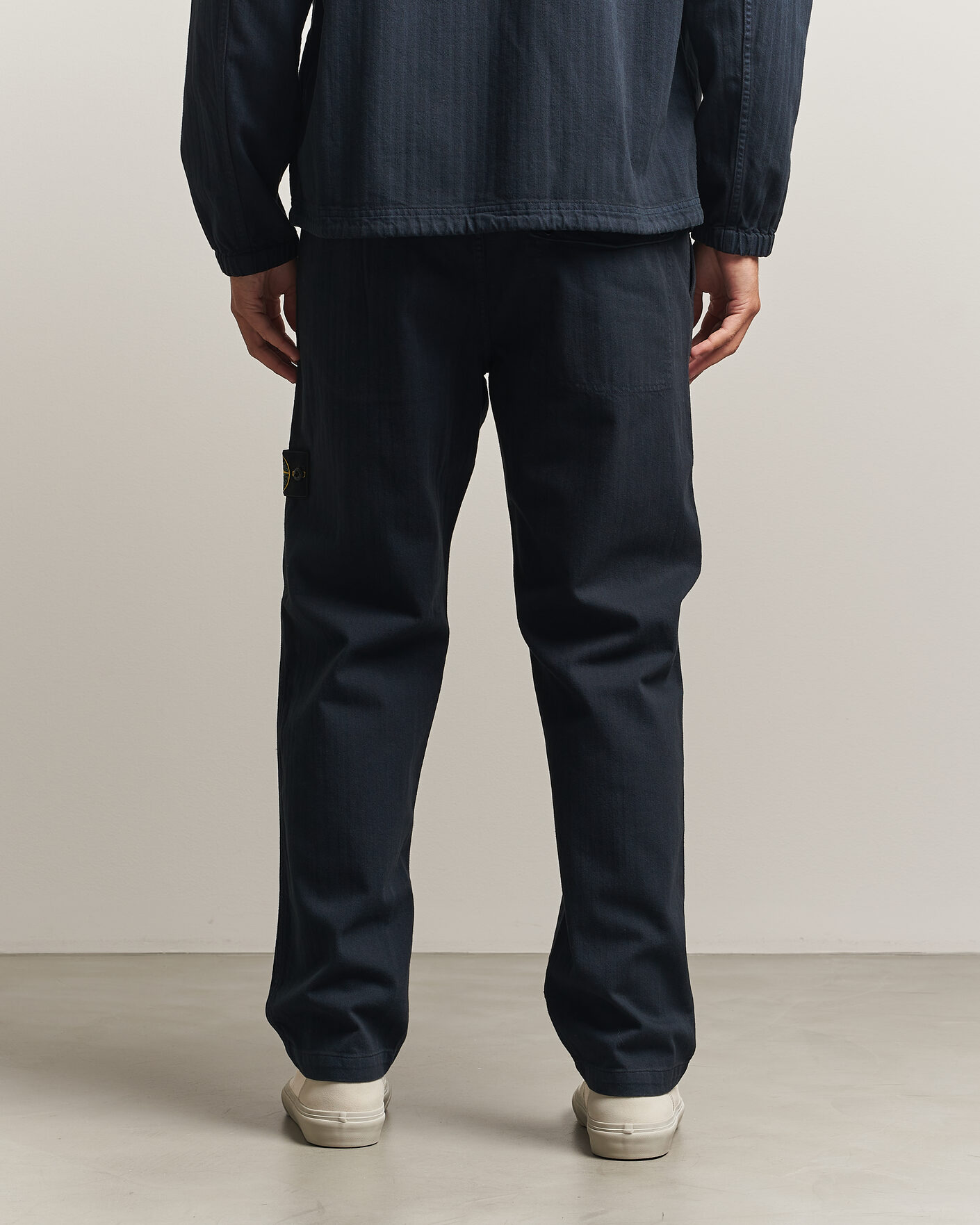 Homme | Pantalons | Stone Island | Cotton Herringbone Pants Navy Blue