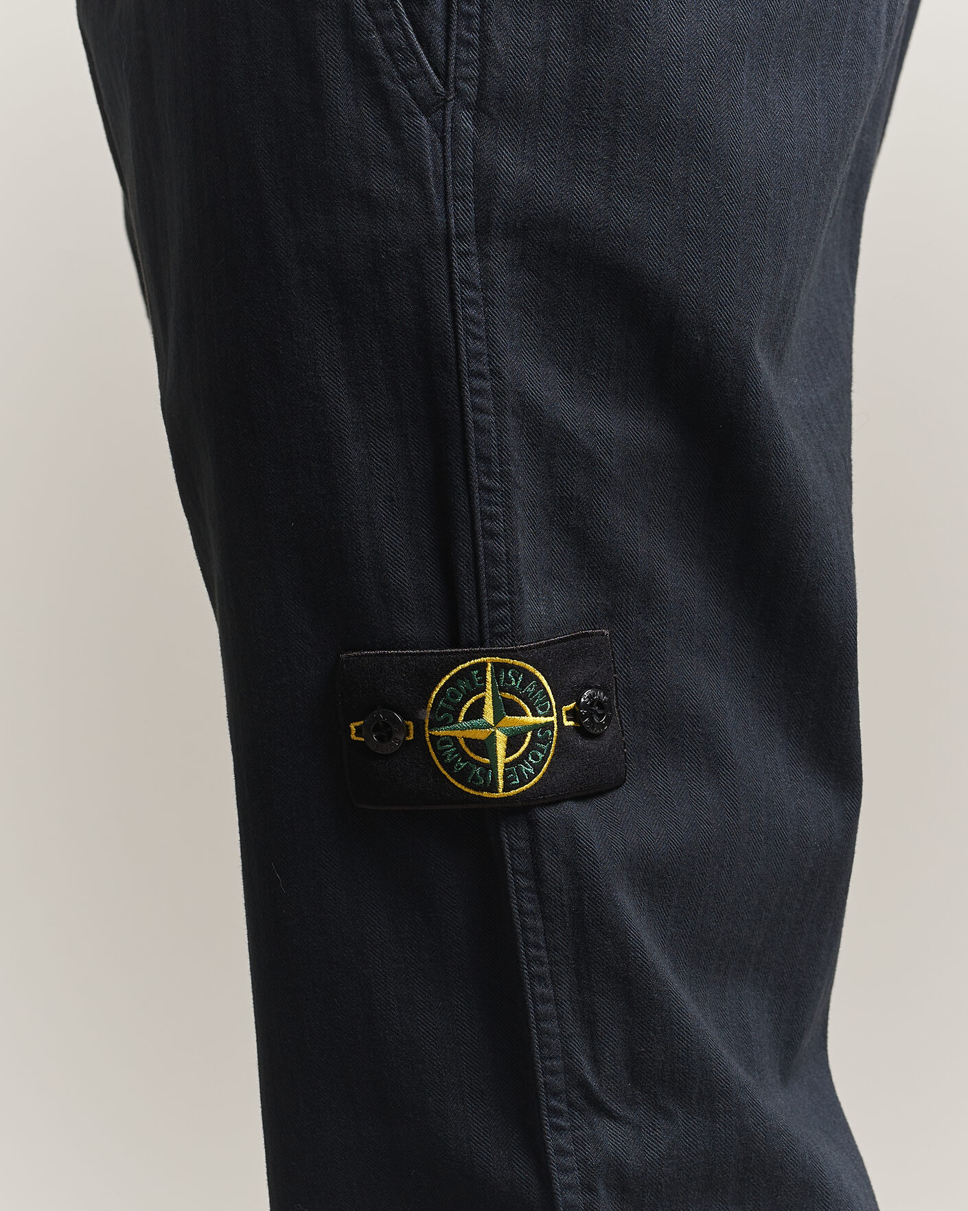 Homme | Pantalons | Stone Island | Cotton Herringbone Pants Navy Blue