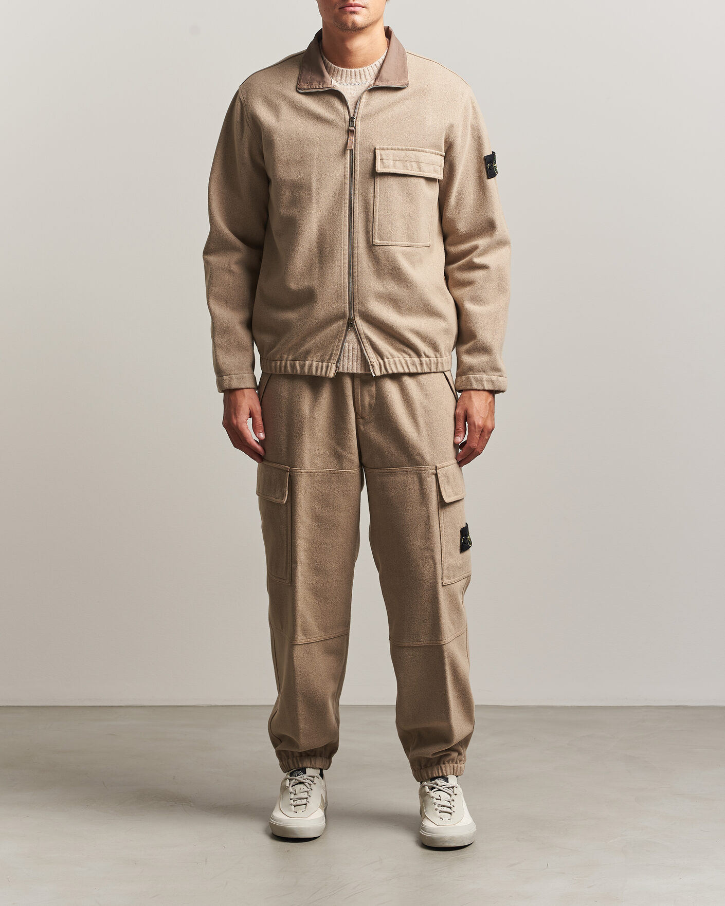Homme | Pantalons | Stone Island | Wool/Nylon Flannel Cargo Trousers Biscuit