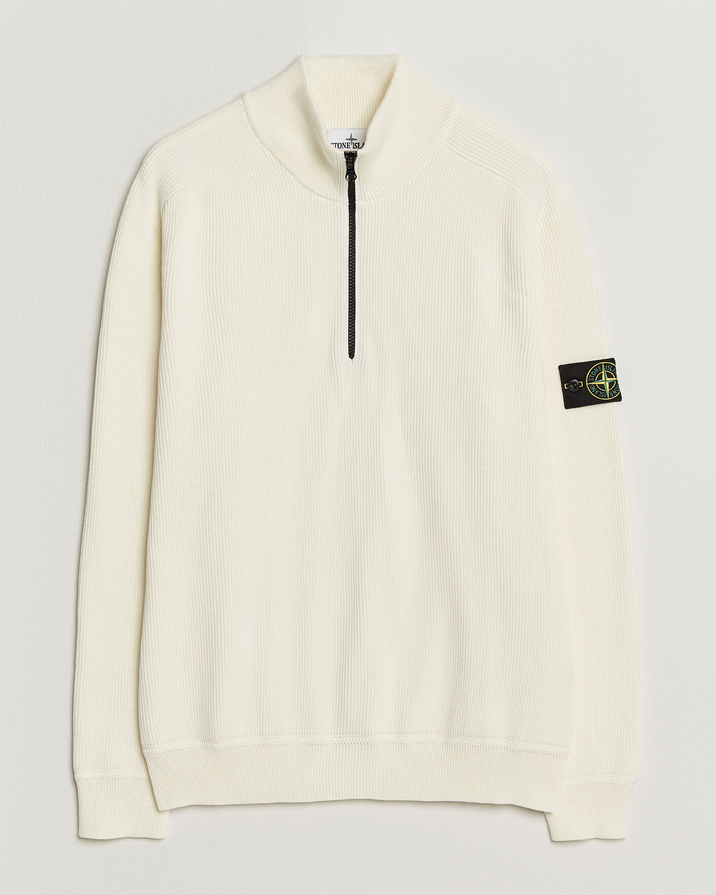 Homme | Pulls Et Tricots | Stone Island | Ribbed Soft Organic Cotton Half-Zip Ivory