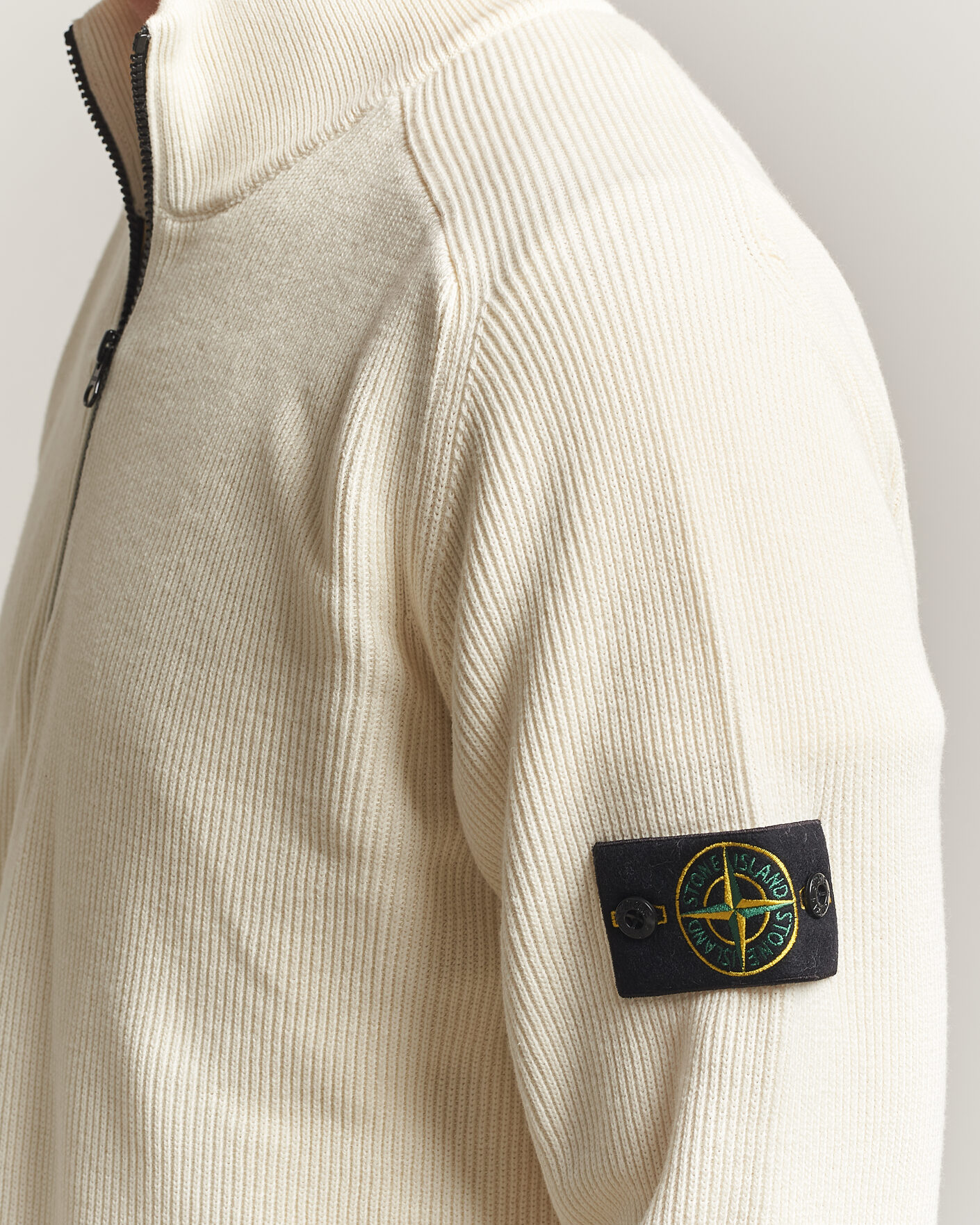 Homme | Pulls Et Tricots | Stone Island | Ribbed Soft Organic Cotton Half-Zip Ivory
