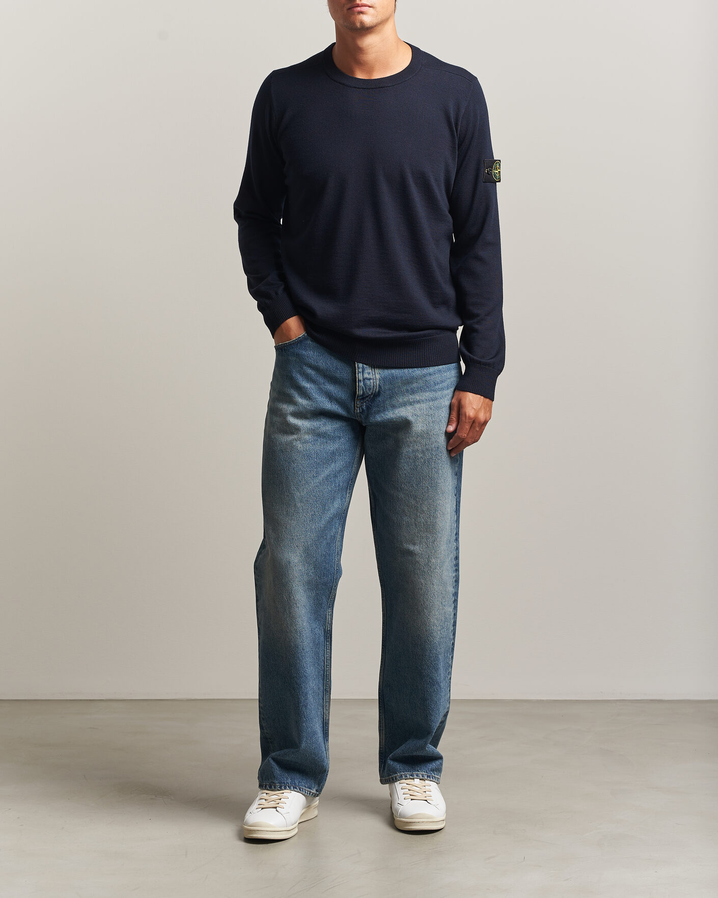 Homme | Pulls Et Tricots | Stone Island | Light Pure Wool Crew Neck Navy Blue