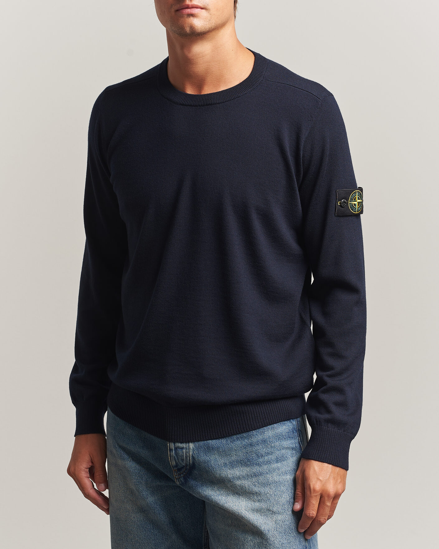 Homme | Pulls Et Tricots | Stone Island | Light Pure Wool Crew Neck Navy Blue