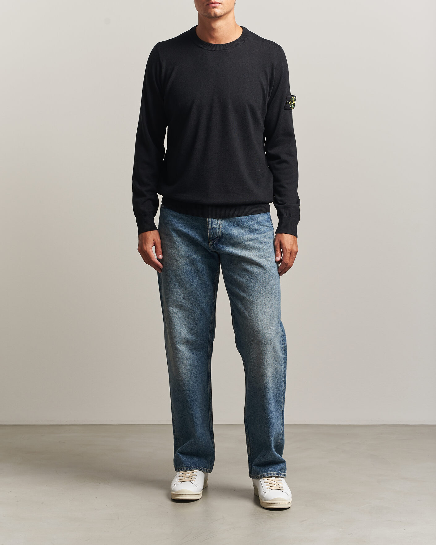 Homme | Pulls Et Tricots | Stone Island | Light Pure Wool Crew Neck Black