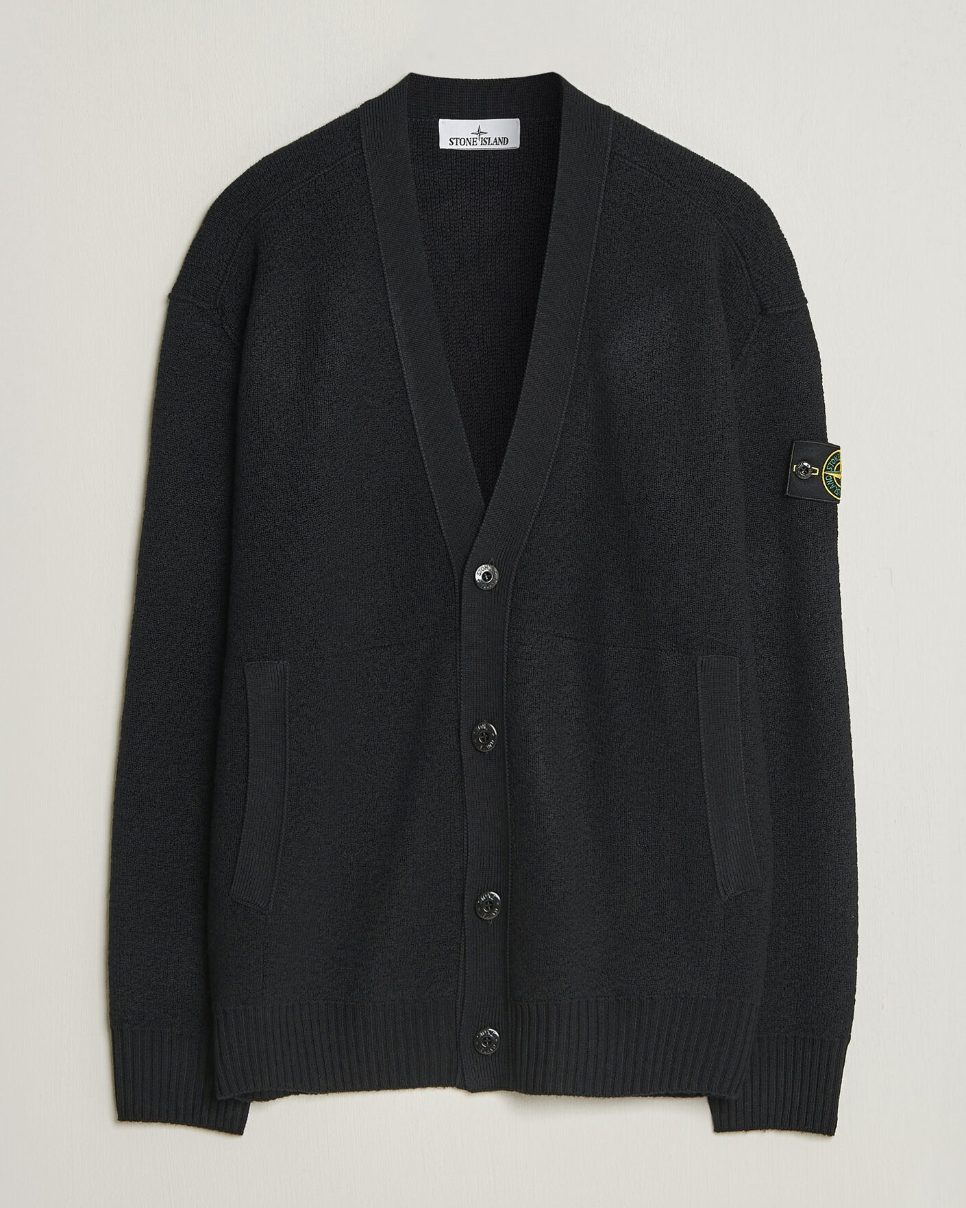 Homme | Pulls Et Tricots | Stone Island | Textured Stitch Wool Cardigan Black