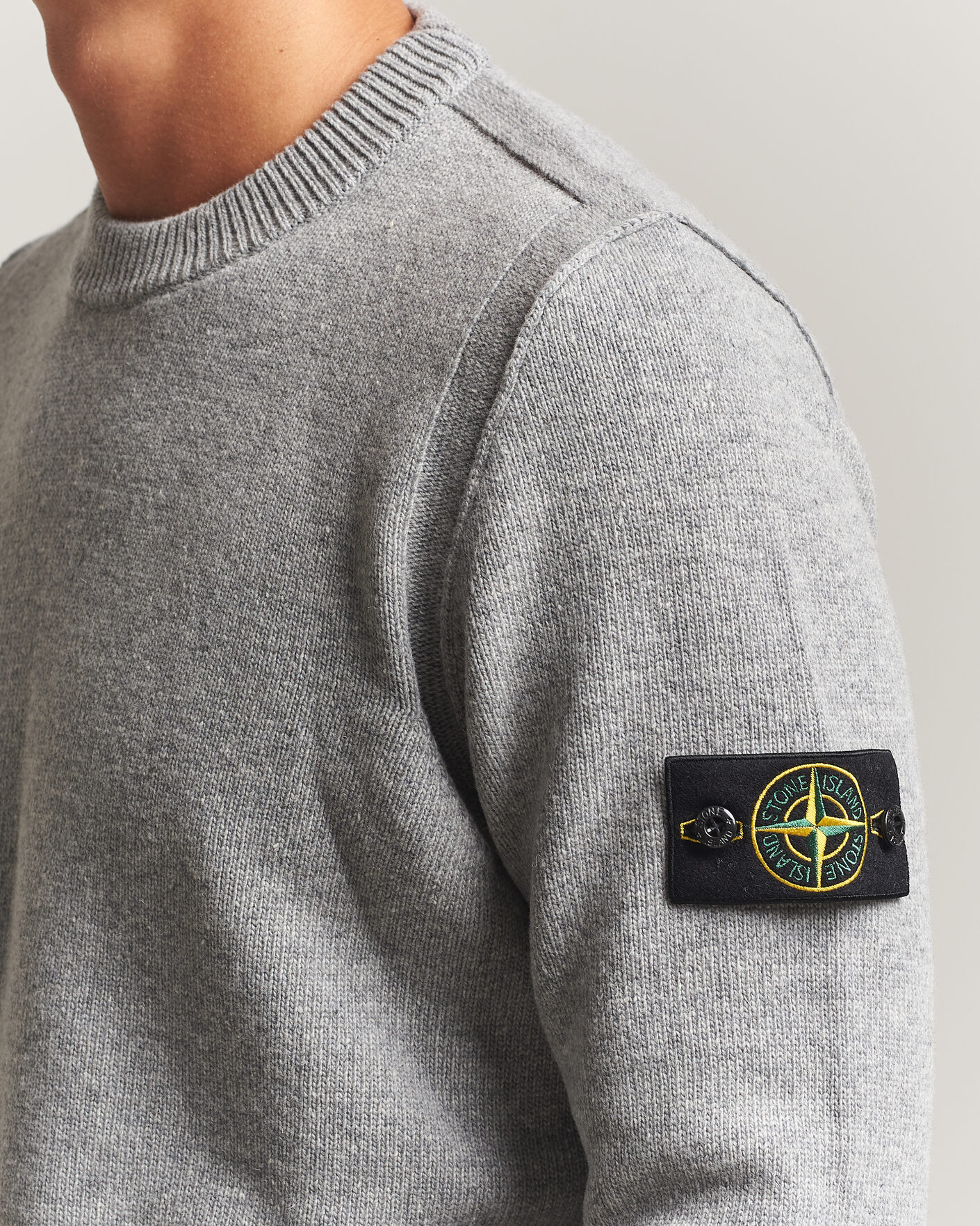 Homme | Pulls Et Tricots | Stone Island | Knitted Lambswool Crew Neck Grey Melange