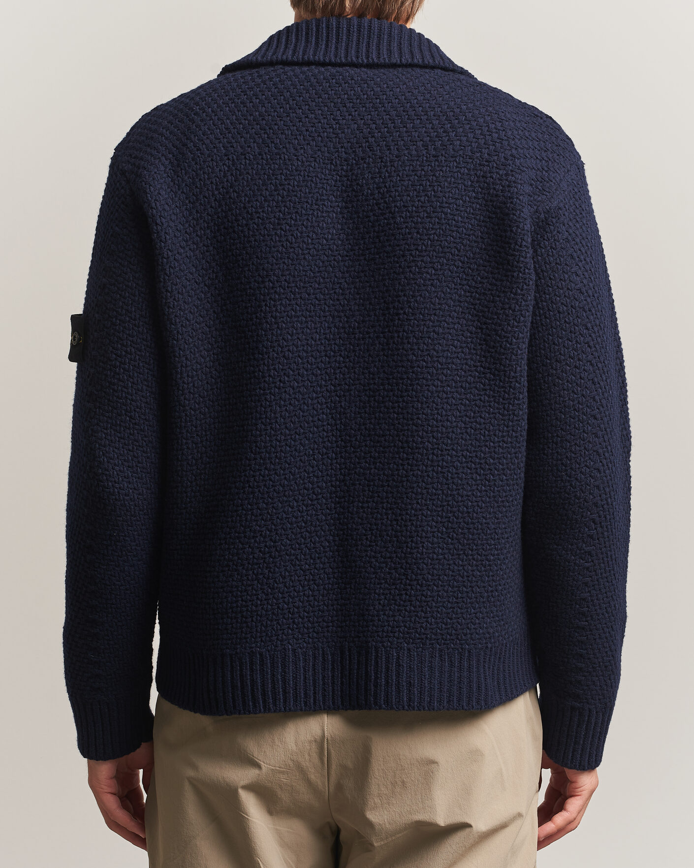 Homme | Pulls Et Tricots | Stone Island | Basket Stitch Lambswool Cardigan Navy Blue