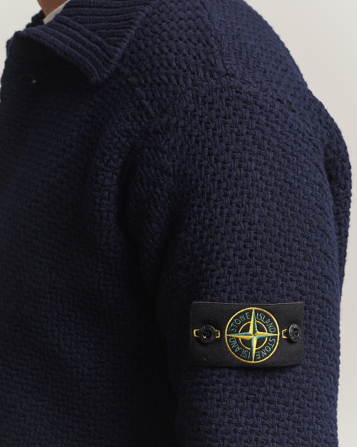 Homme | Pulls Et Tricots | Stone Island | Basket Stitch Lambswool Cardigan Navy Blue