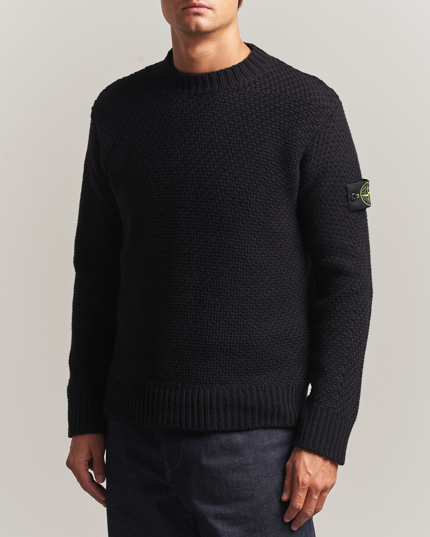 Heren | Truien | Stone Island | Basket Stitch Lambswool Crew Neck Black
