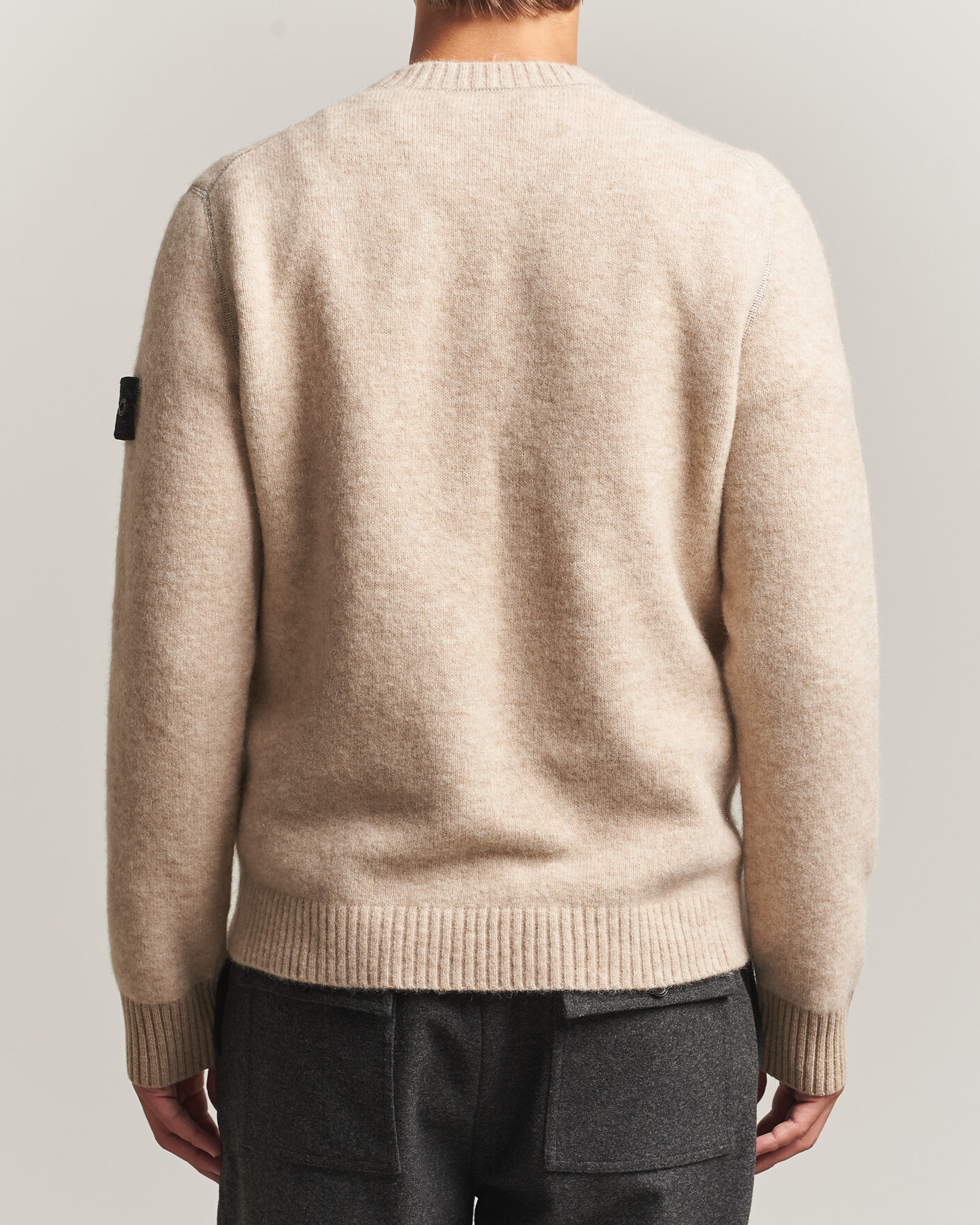 Heren | Truien | Stone Island | Baby Alpaca Blend Contrast Crew Beige Melange