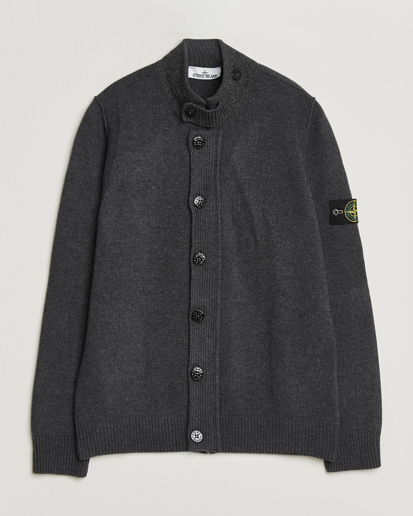 Homme | Pulls Et Tricots | Stone Island | Knitted Lambswool Zip Button Cardigan Melange Lead