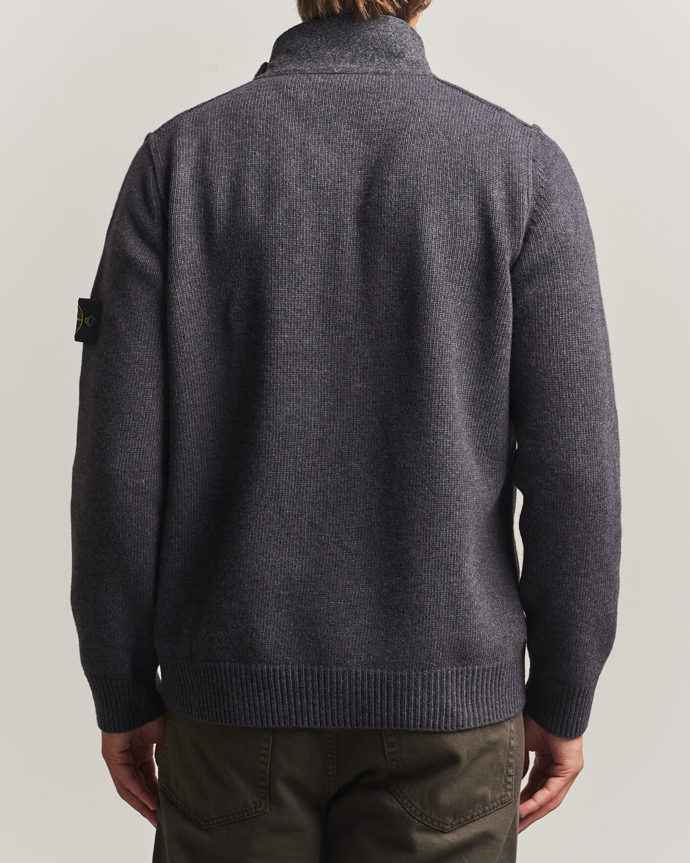 Homme | Pulls Et Tricots | Stone Island | Knitted Lambswool Zip Button Cardigan Melange Lead