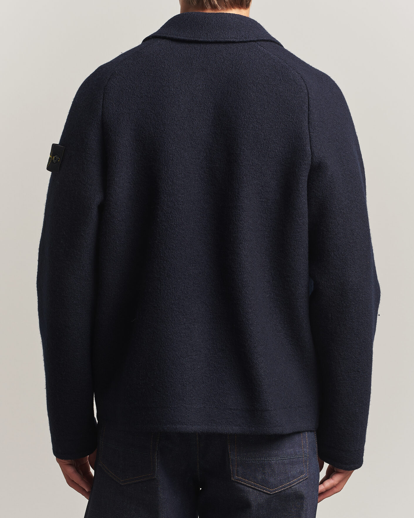 Homme | Pulls Et Tricots | Stone Island | Felted Wool Cardigan Navy Blue