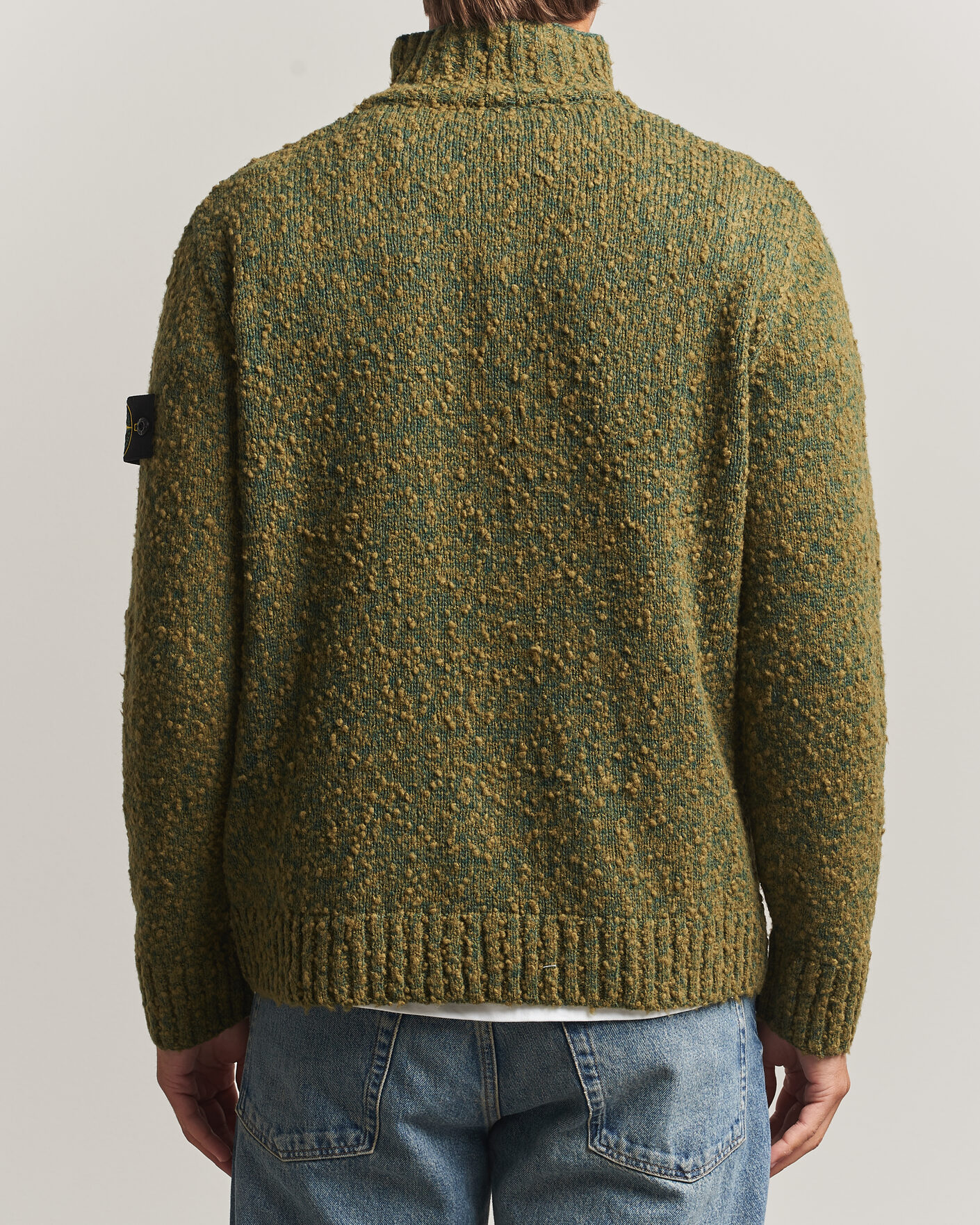 Homme | Pulls Et Tricots | Stone Island | Speckled Wool/Nylon Half Zip Dark Green Melange