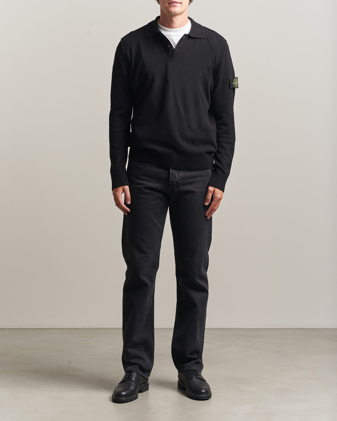 Heren | Truien | Stone Island | Knitted Geelong Wool Polo Black