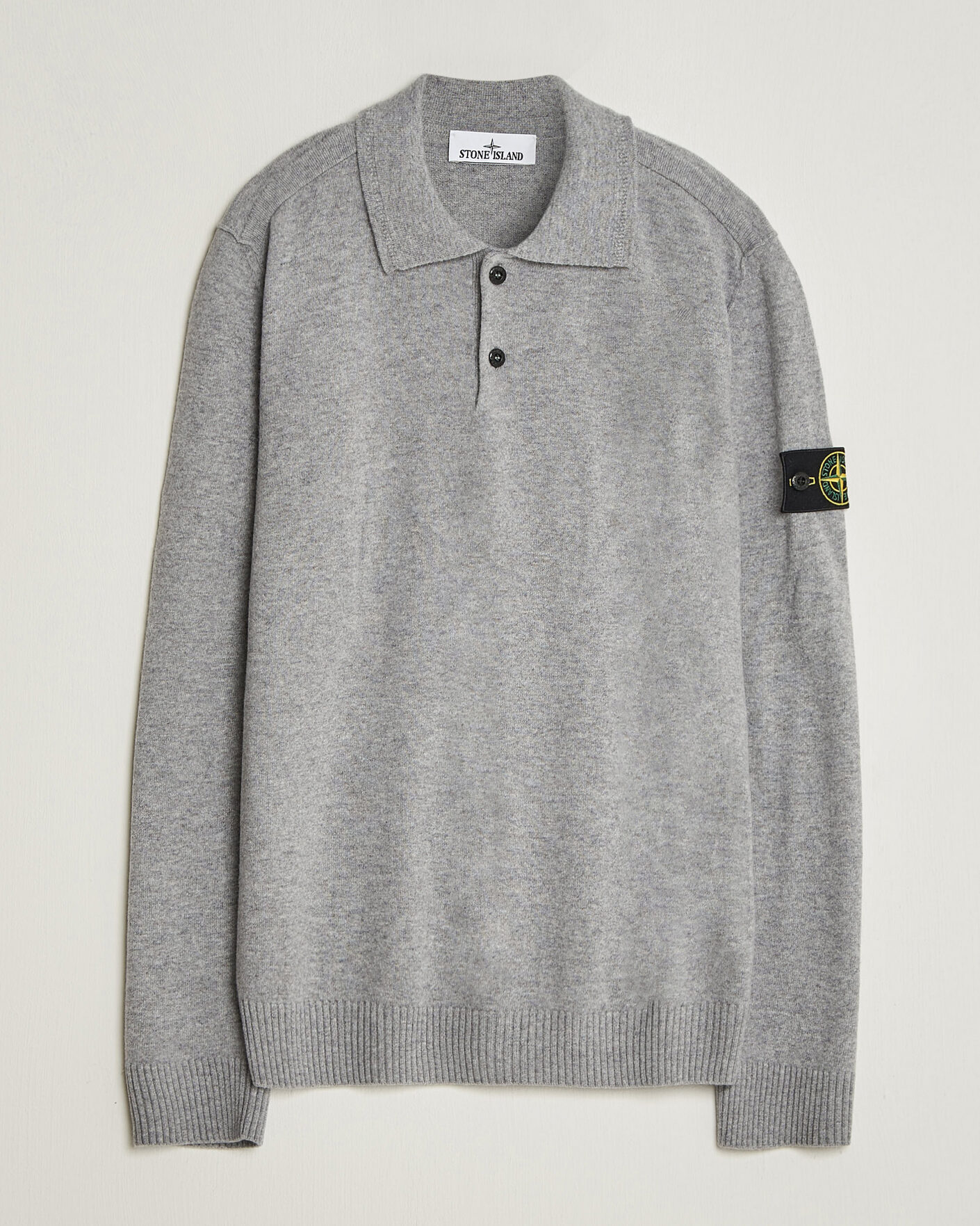Heren | Truien | Stone Island | Knitted Geelong Wool Polo Grey Melange