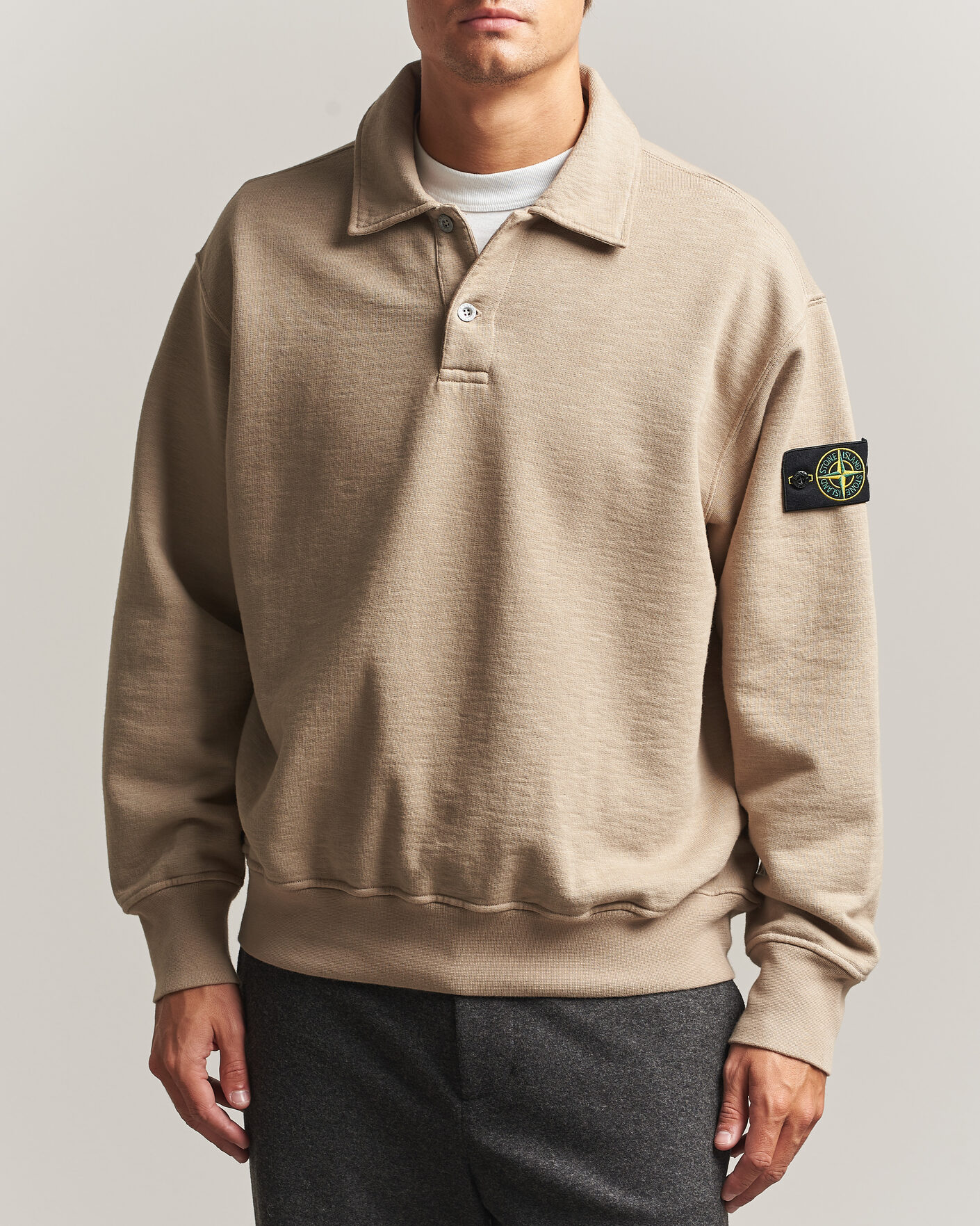 Homme | Pulls Et Tricots | Stone Island | Tubular Cotton Fleece Polo Biscuit