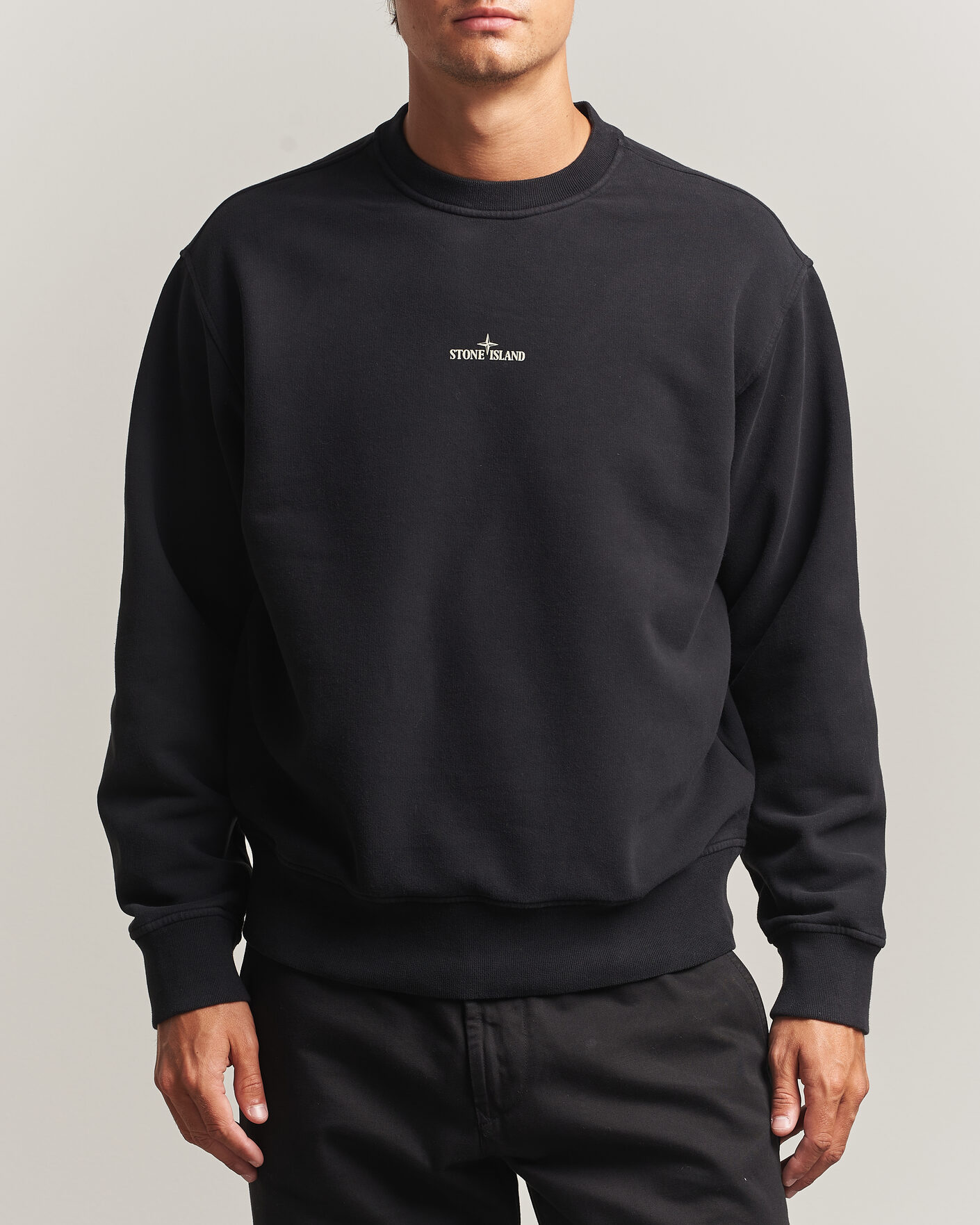 Homme | Pulls Et Tricots | Stone Island | Cotton Fleece Blurred Compas Print Sweatshirt Black