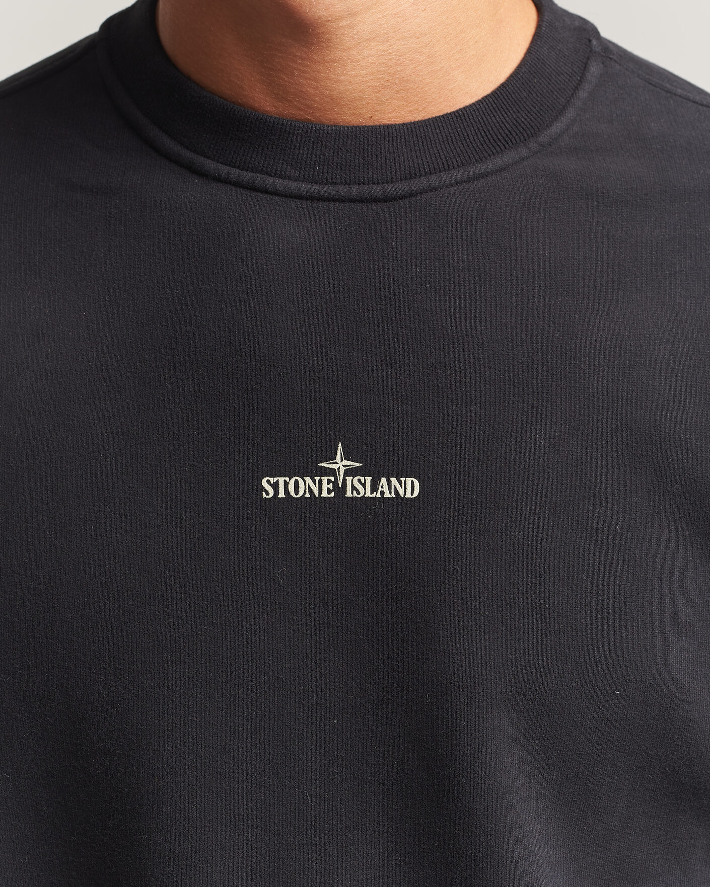 Homme | Pulls Et Tricots | Stone Island | Cotton Fleece Blurred Compas Print Sweatshirt Black