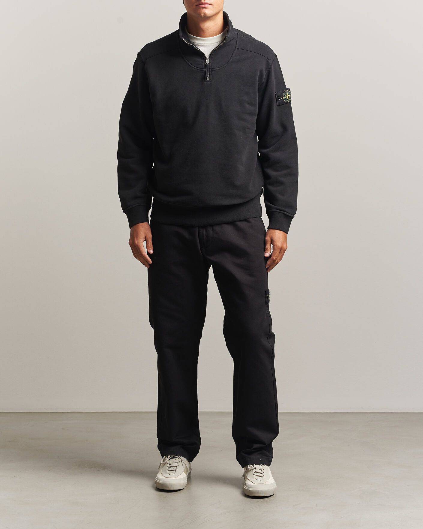 Homme | Pulls Et Tricots | Stone Island | Brushed Cotton Fleece Half Zip Black
