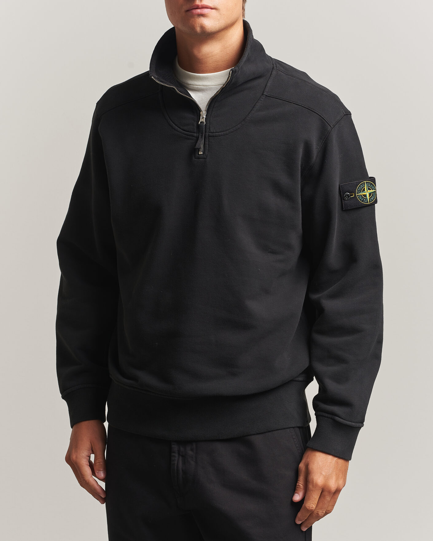 Homme | Pulls Et Tricots | Stone Island | Brushed Cotton Fleece Half Zip Black