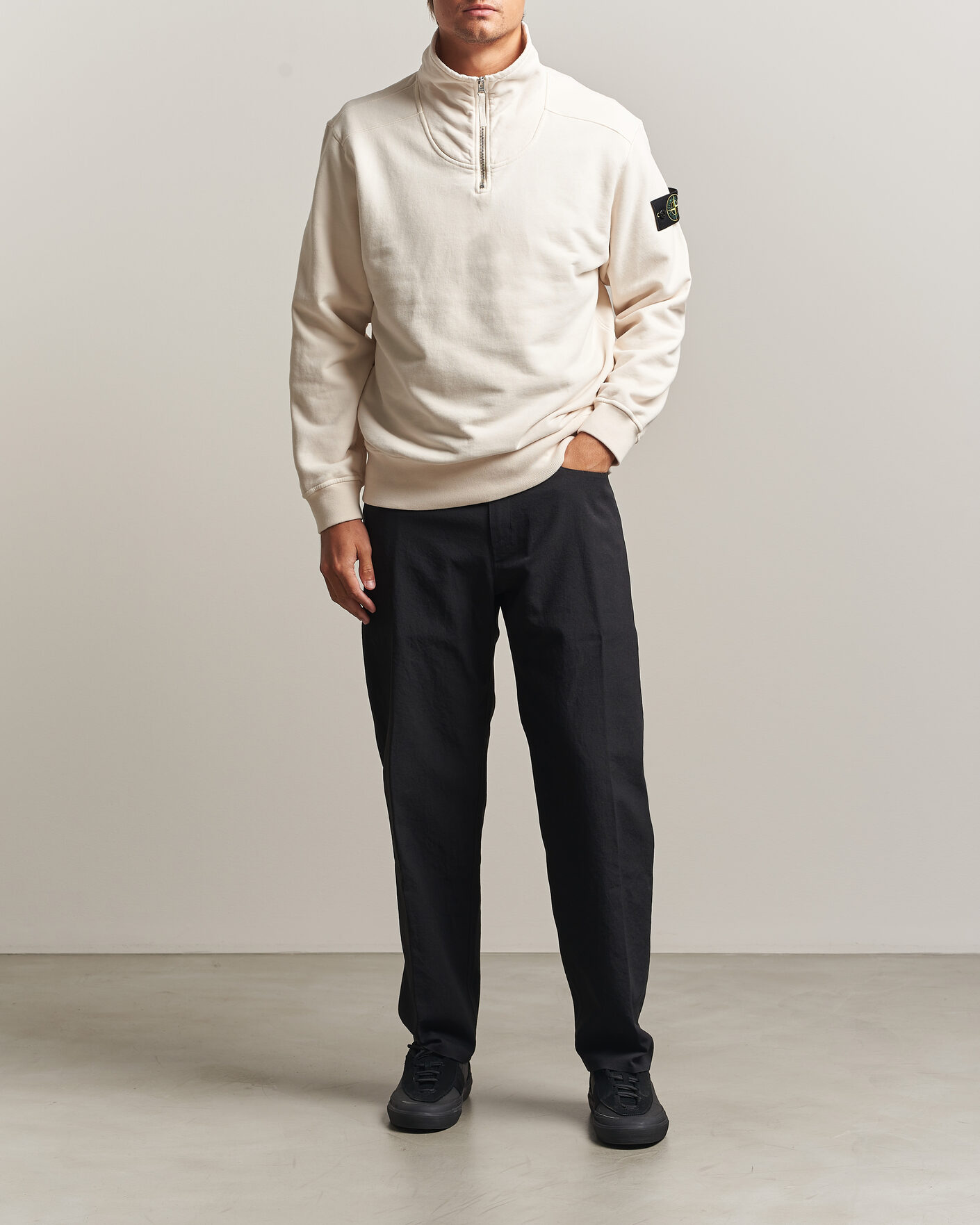 Homme | Pulls Et Tricots | Stone Island | Brushed Cotton Fleece Half Zip Ivory